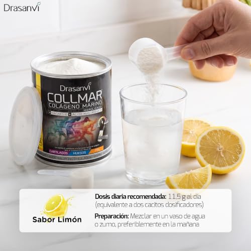 Thumbnail 2 de Drasanvi COLLMAR Colágeno Marino Hidrolizado con Ácido Hialurónico, Magnesio y Vitamina C | 300 g, sabor Limón