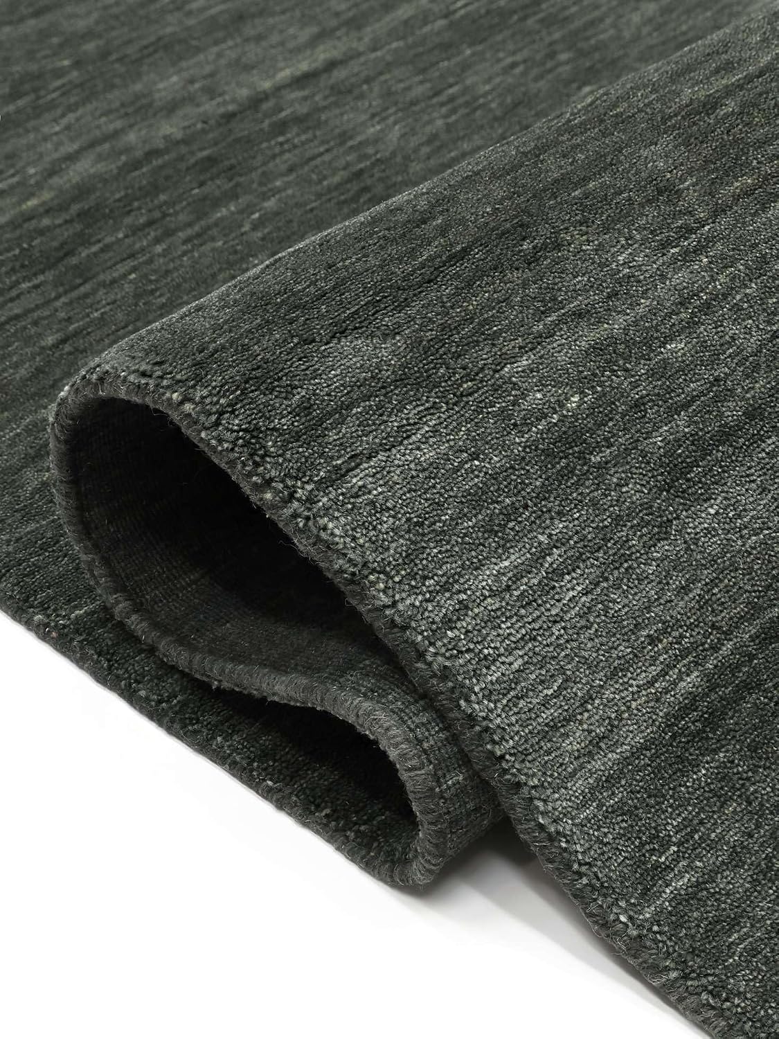 Detalle 1 de RugVista 21100 Handloom franjesloper 80 x 200 cm, wol, zwart/grijs