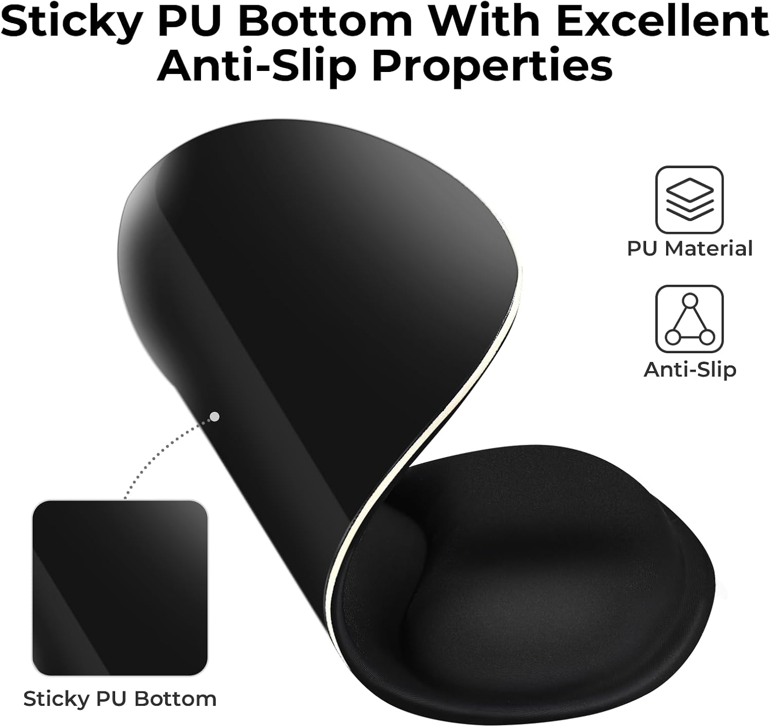 Thumbnail 4 de EooCoo Gel Mouse Mat with Wrist Support (Ergonomic Gel Wrist Rest) – Black