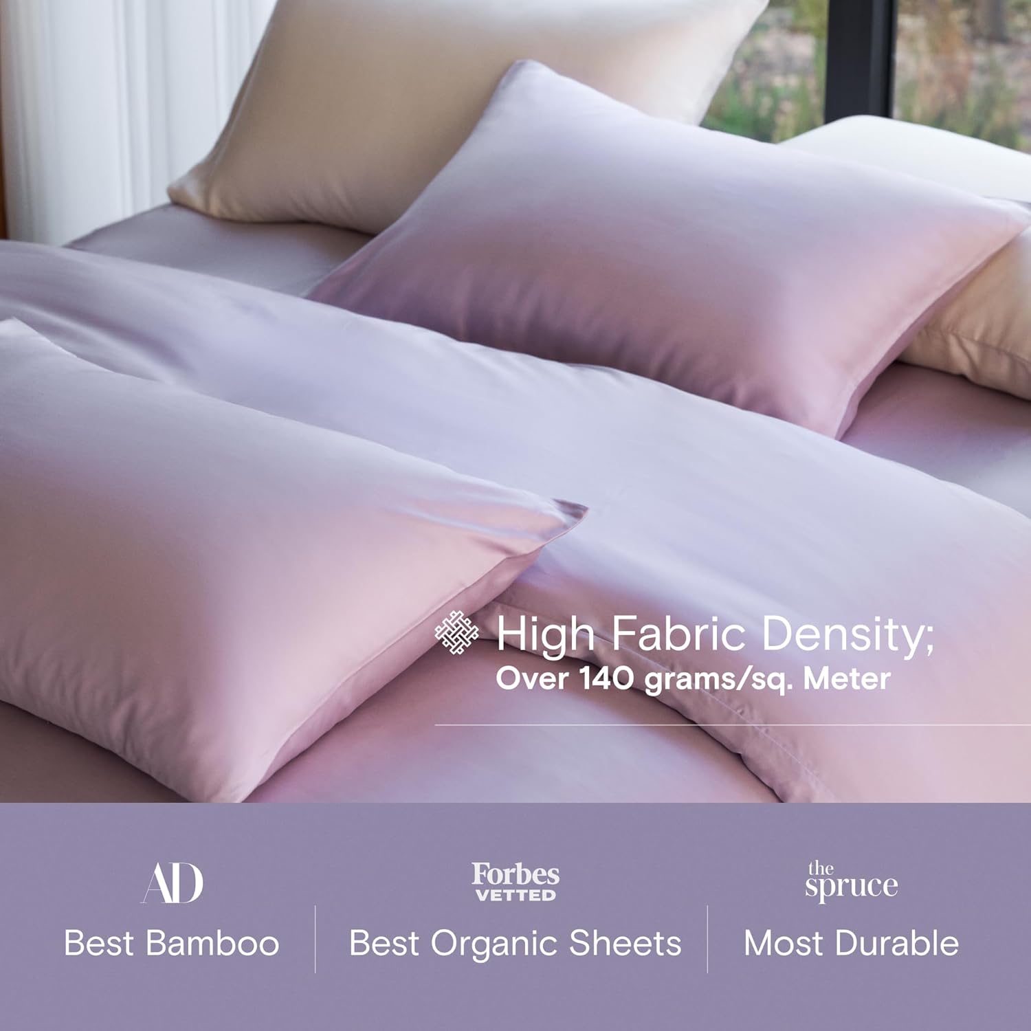 Thumbnail 3 de DOZ Sheet Set: 100% Bamboo Viscose, Organic, Cooling Luxury (Lavender, Twin XL)
