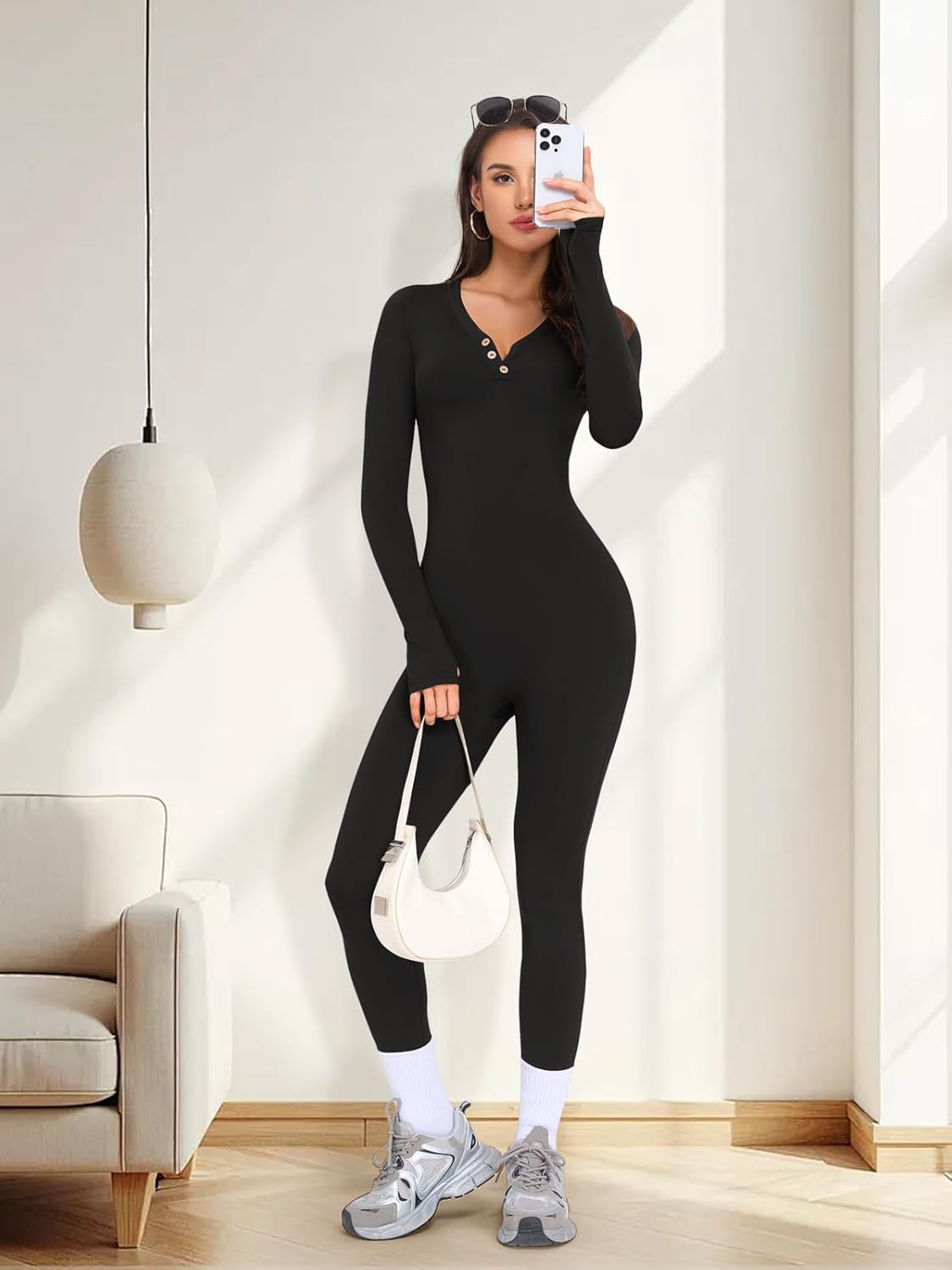 Thumbnail 6 de VUTRU Damen Sport-Jumpsuit langärmlig für Yoga – nahtloser Bodysuit/One-Piece