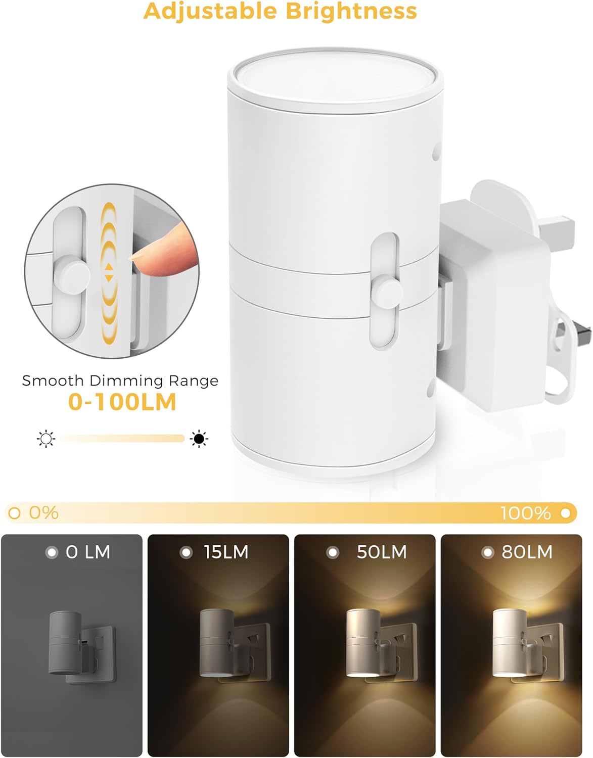 Detalle de LOHAS-LED Night Light Plug in Wall (2 Pack) – Dusk to Dawn, 0–100LM, 3000K Warm White