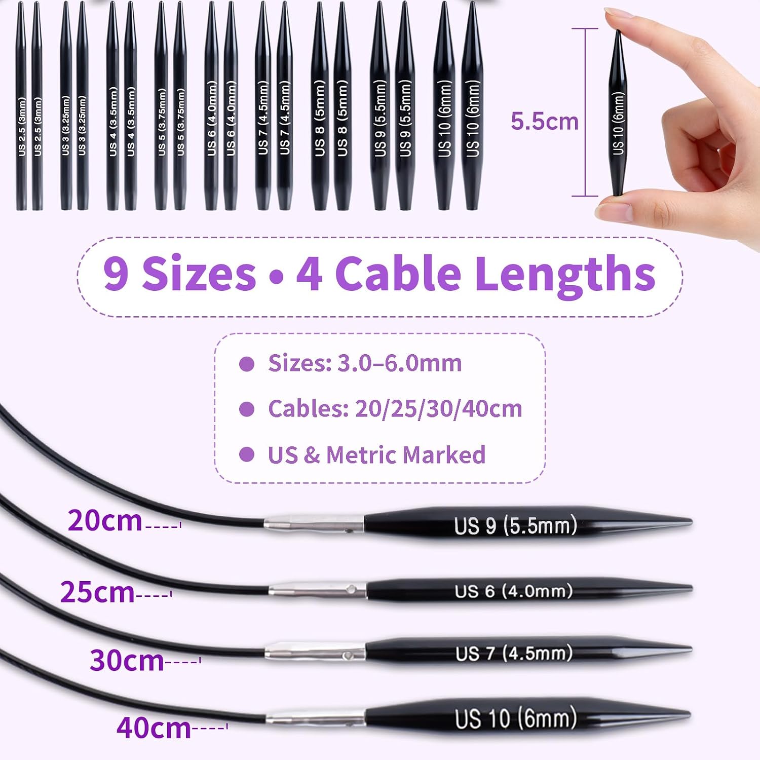 Detalle 2 de Reessy Interchangeable Circular Knitting Needle Set, Aluminum
