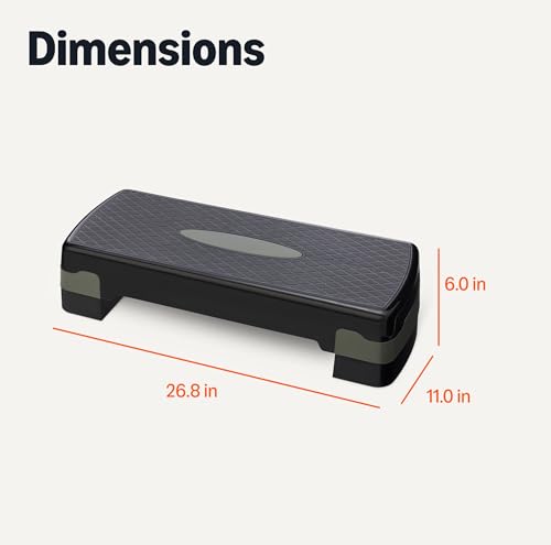 Detalle 1 de Amazon Basics Aerobic Exercise Step Platform (68.58 cm) – Adjustable Home Workout Step