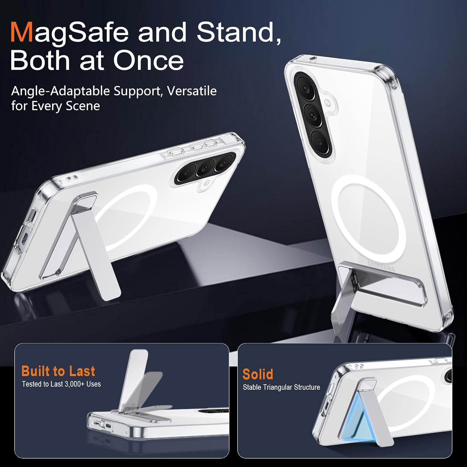 Detalle de XTCASE Coque magnétique pour Samsung Galaxy A27 – Transparente, anti-choc et support Invisible