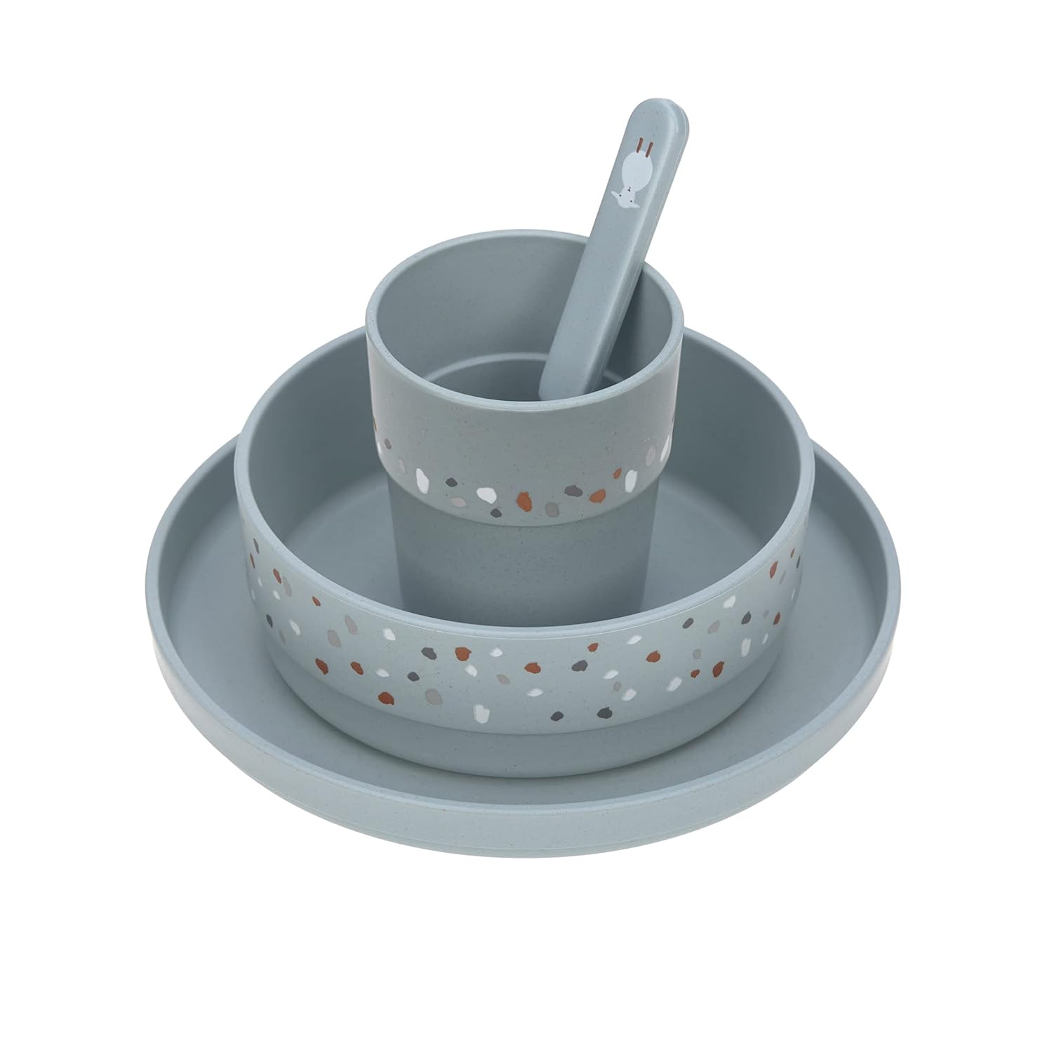 Detalle 2 de LÄSSIG Kindergeschirr Set Tiny Farmer Sheep – Teller, Becher, Schälchen, Löffel