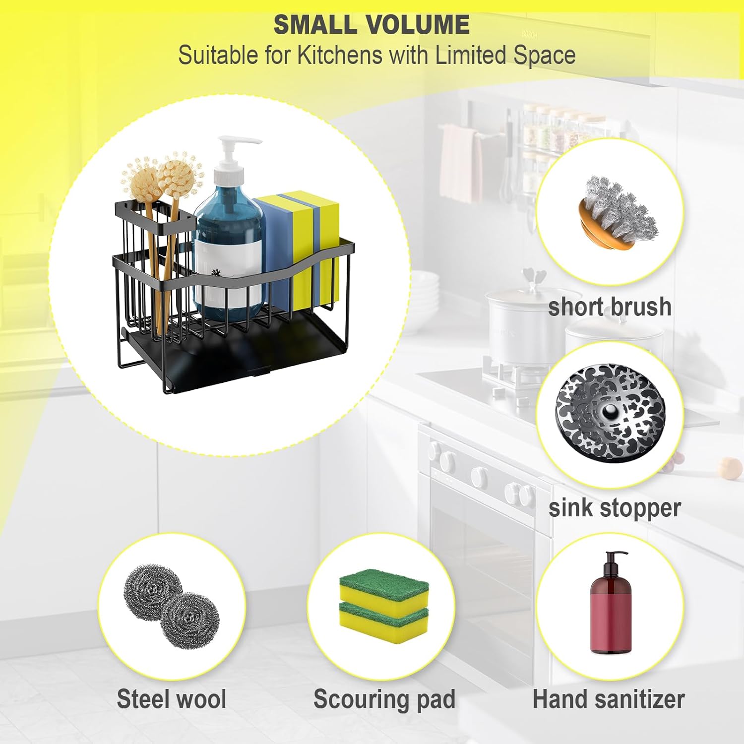 Thumbnail 1 de Fssvcd Maifan Sink Caddy: Self-Draining Sponge Holder with Brush Holder & Rustproof Tray