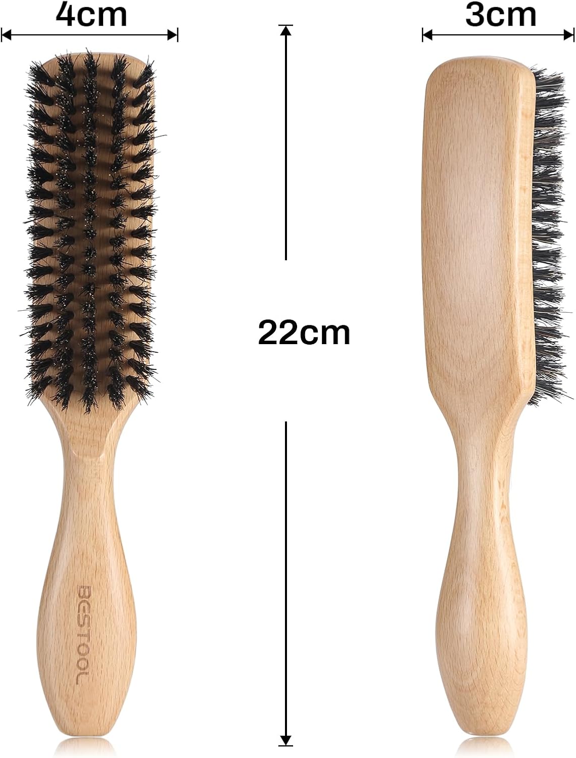 Thumbnail 6 de BESTOOL brosse à cheveux en poils de sanglier (poignée en noyer noir) pour femmes, hommes et enfants