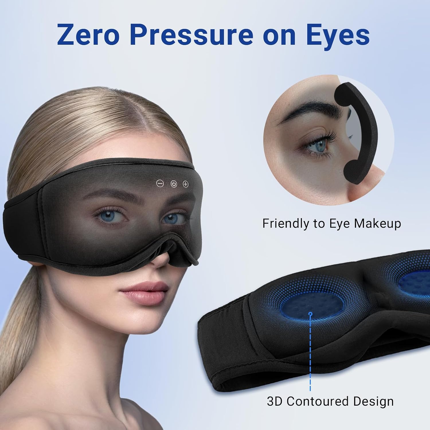 Thumbnail 1 de BeMyLady 3D Bamboo Cotton Sleep Mask with Bluetooth 5.4 Headphones (Grey)