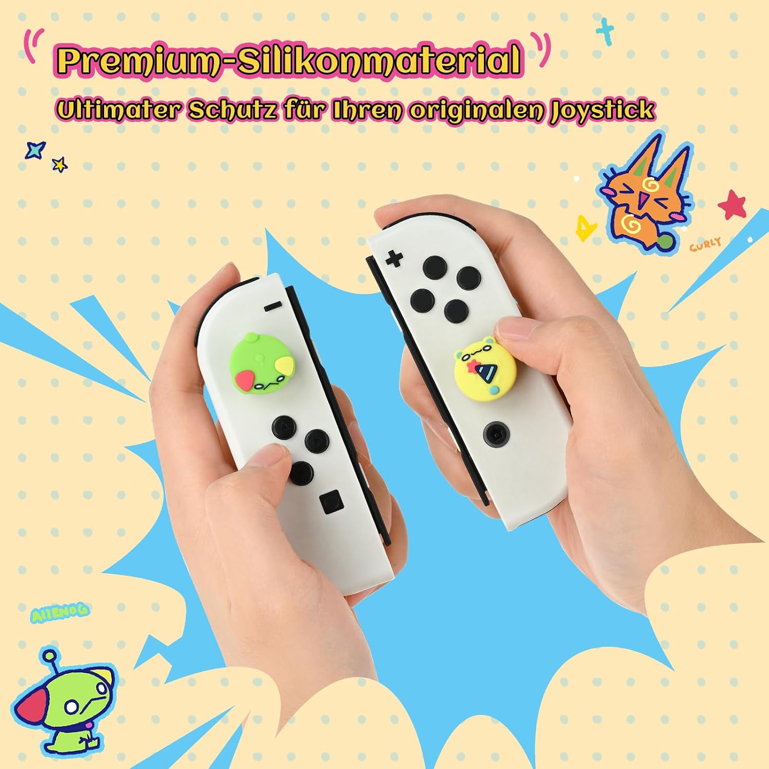 Detalle de GeekShare Silikon Joystick Kappen für Switch, OLED und Lite – Schutz & Grip (4 Stück)