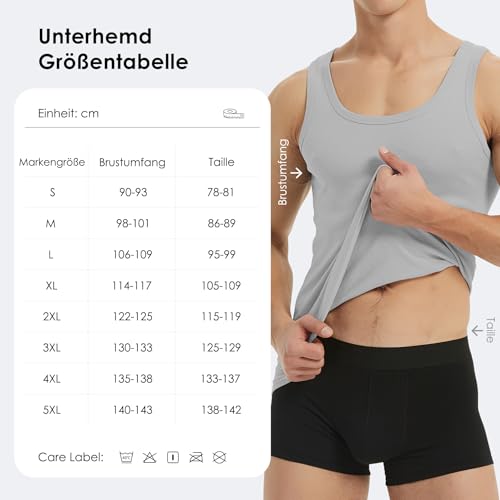 Detalle de YouShow Camiseta interior para hombre sin mangas acanalada (3/5 unidades) – 100% algodón, talla XL