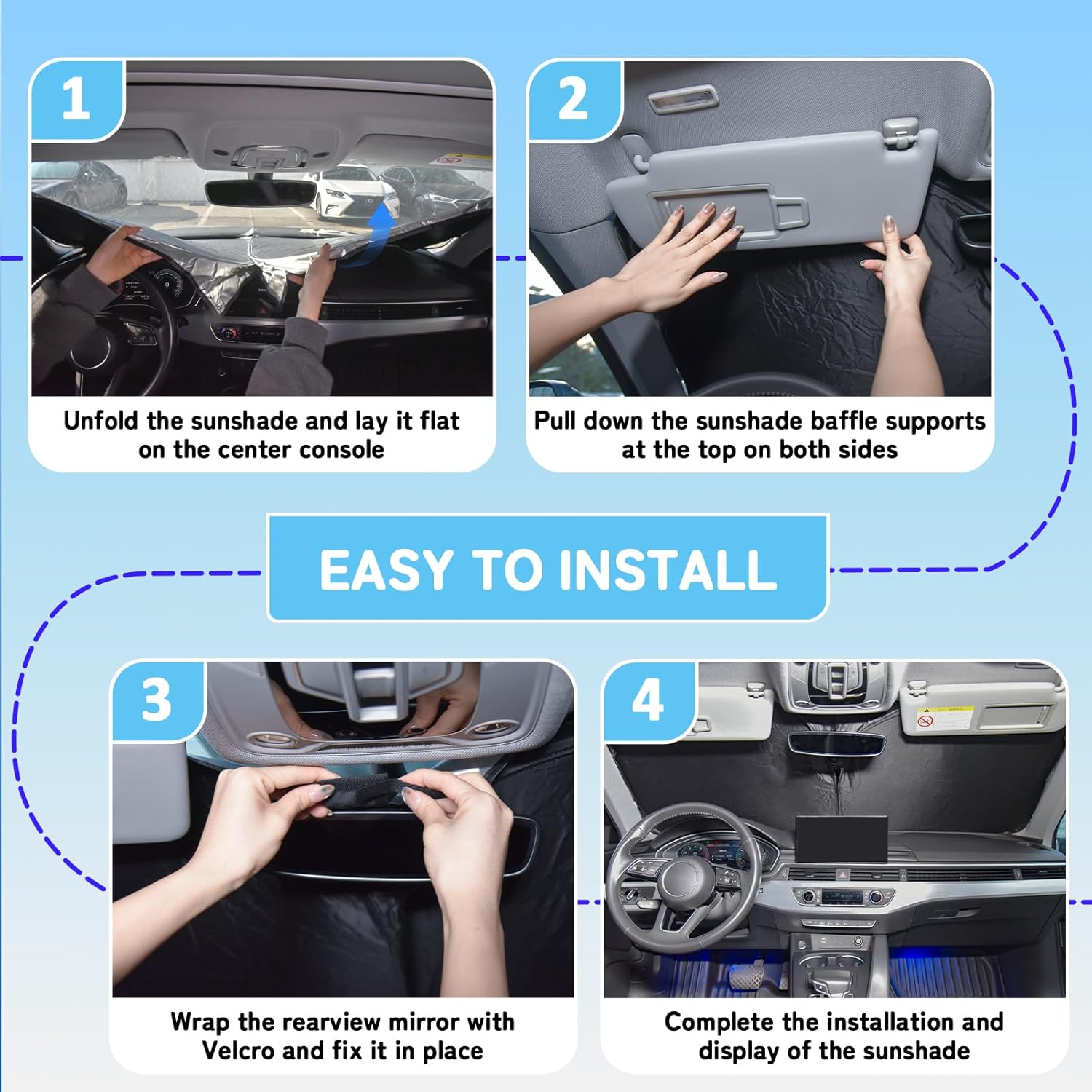 Thumbnail 4 de SLOGENTO Custom Fit Windshield Sun Shade for Mazda CX-30 (2019-2026): Front Window Protection and Heat Reduction