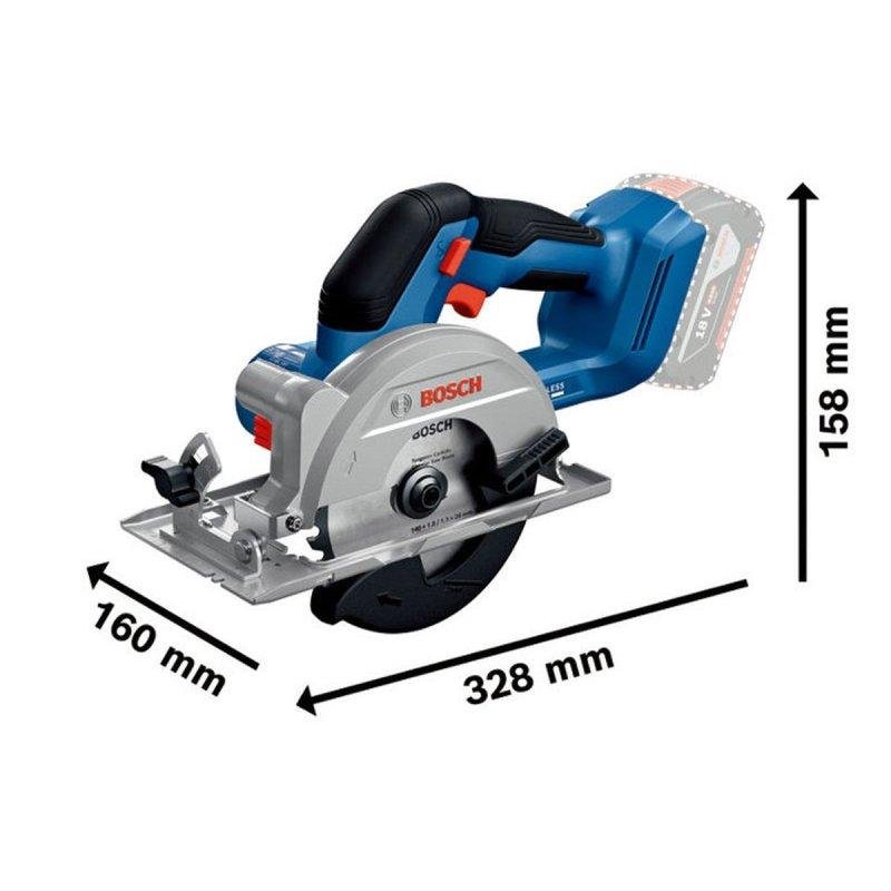 Detalle 2 de Bosch Professional GKS 18V‑51: Sierra circular sin escobillas de 140 mm (18 V) para obra y taller