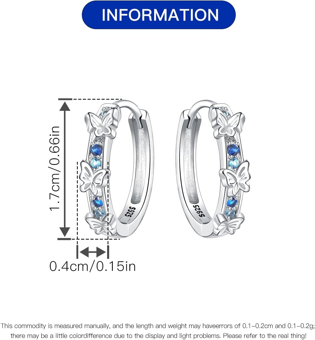 Detalle 2 de CYMYSS Ohrringe Silber 925 Creolen – Kleine Hoop-Ohrringe aus Sterlingsilber für Damen