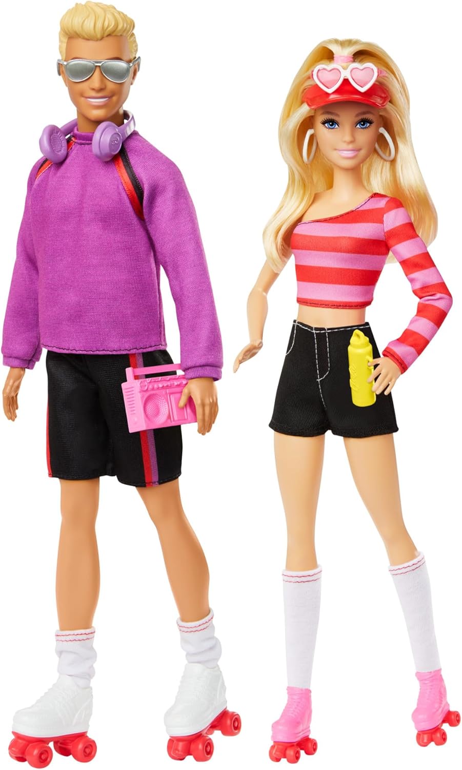 Detalle de Barbie e Ken sui Pattini a Rotelle – Set Fashionistas 65° Anniversario (2 bambole, 6 accessori anni ’80) HXK90