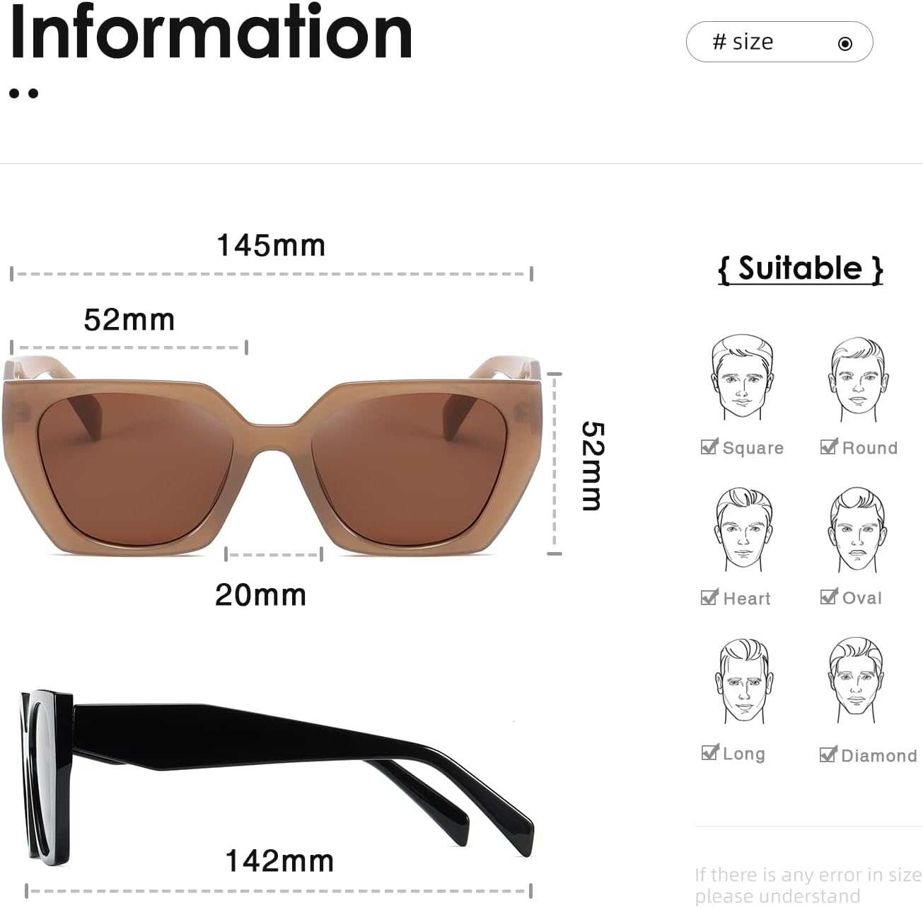 Detalle de Kimorn Sunglasses for Women & Men K1354: Vintage Retro Oversize Square Frames with UV400 Protection