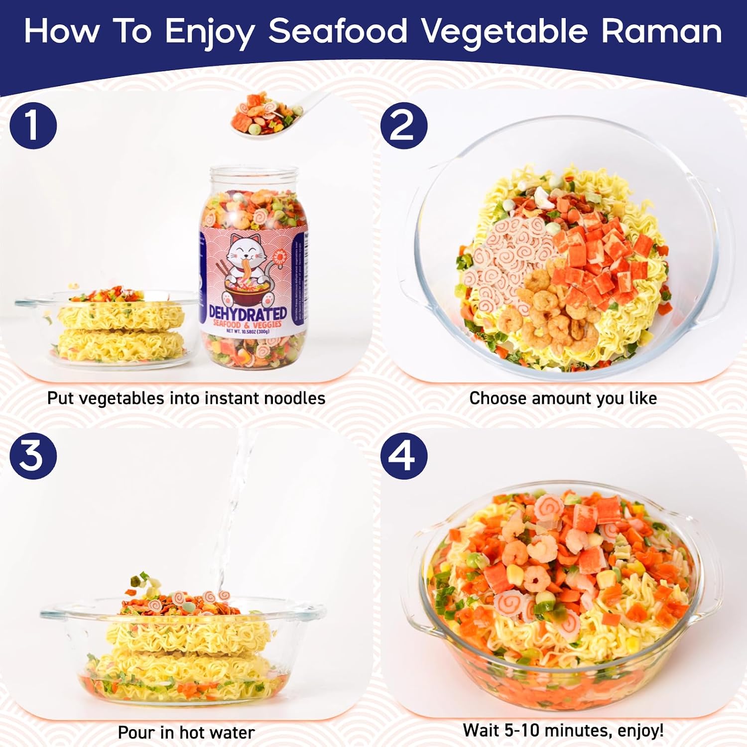 Detalle de Egcina Dehydrated Ramen Topping Mix, 10.58 oz Seafood and Vegetables