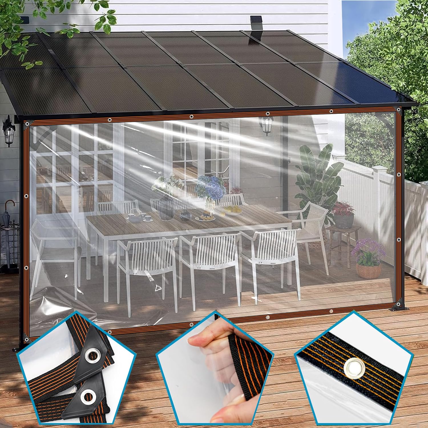 Detalle de Transparente Plane Mit ösen 2x3 m – Durchsichtig abdeckplane für Außenbereich, wasserdicht und UV-beständig