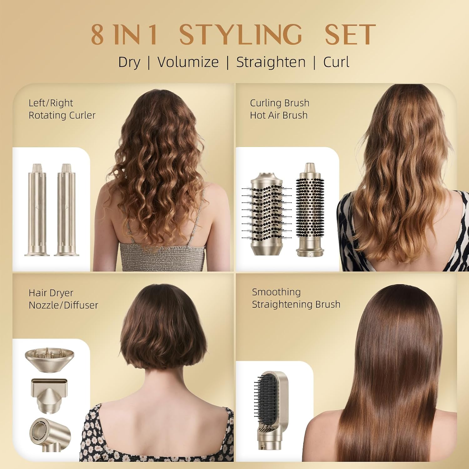 Detalle de DORISILK 8-in-1 Hair Styler and Dryer Brush with Ionic Technology, Auto-Wrap Curlers