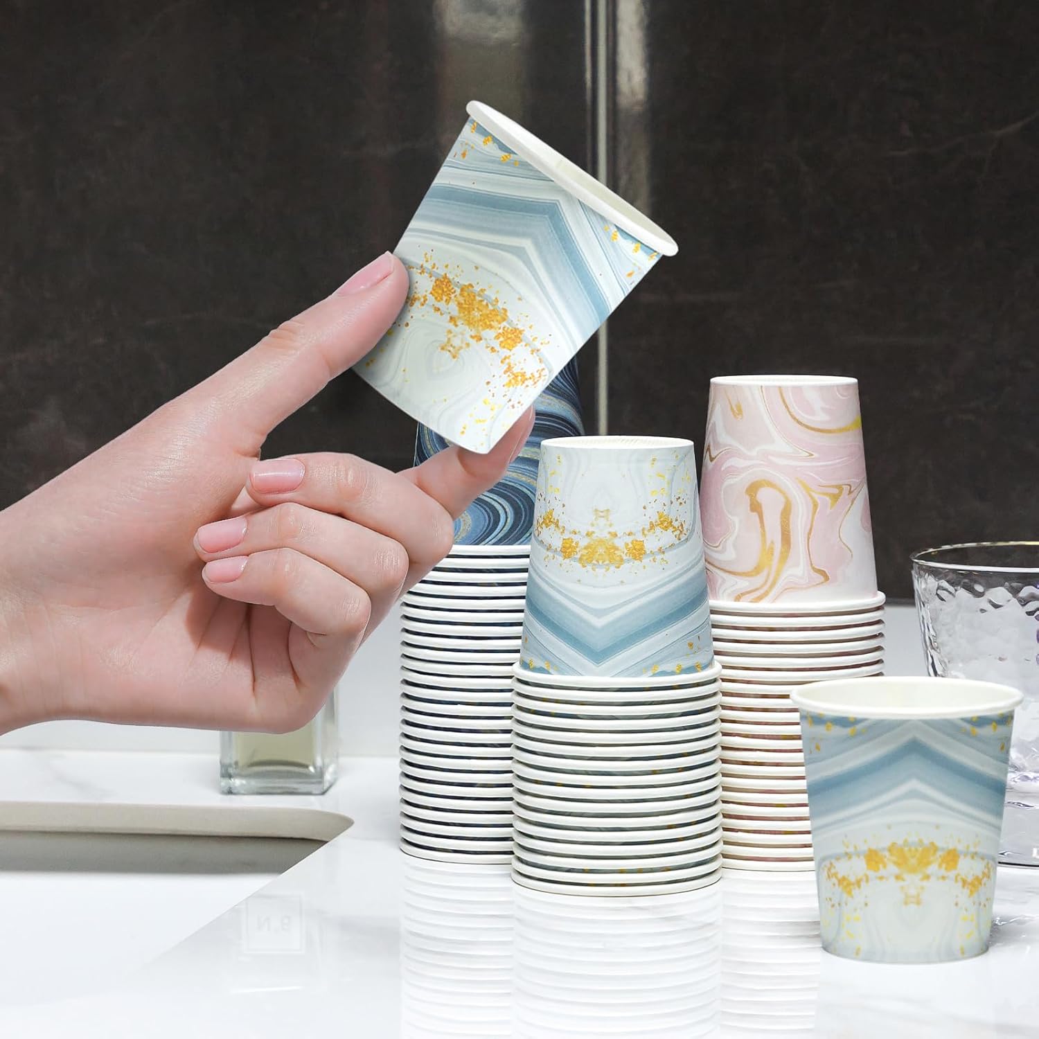 Thumbnail 6 de BYSNOW 300 Pack 3 oz Paper Cups – Disposable Bathroom Cups (Mixed Colors)