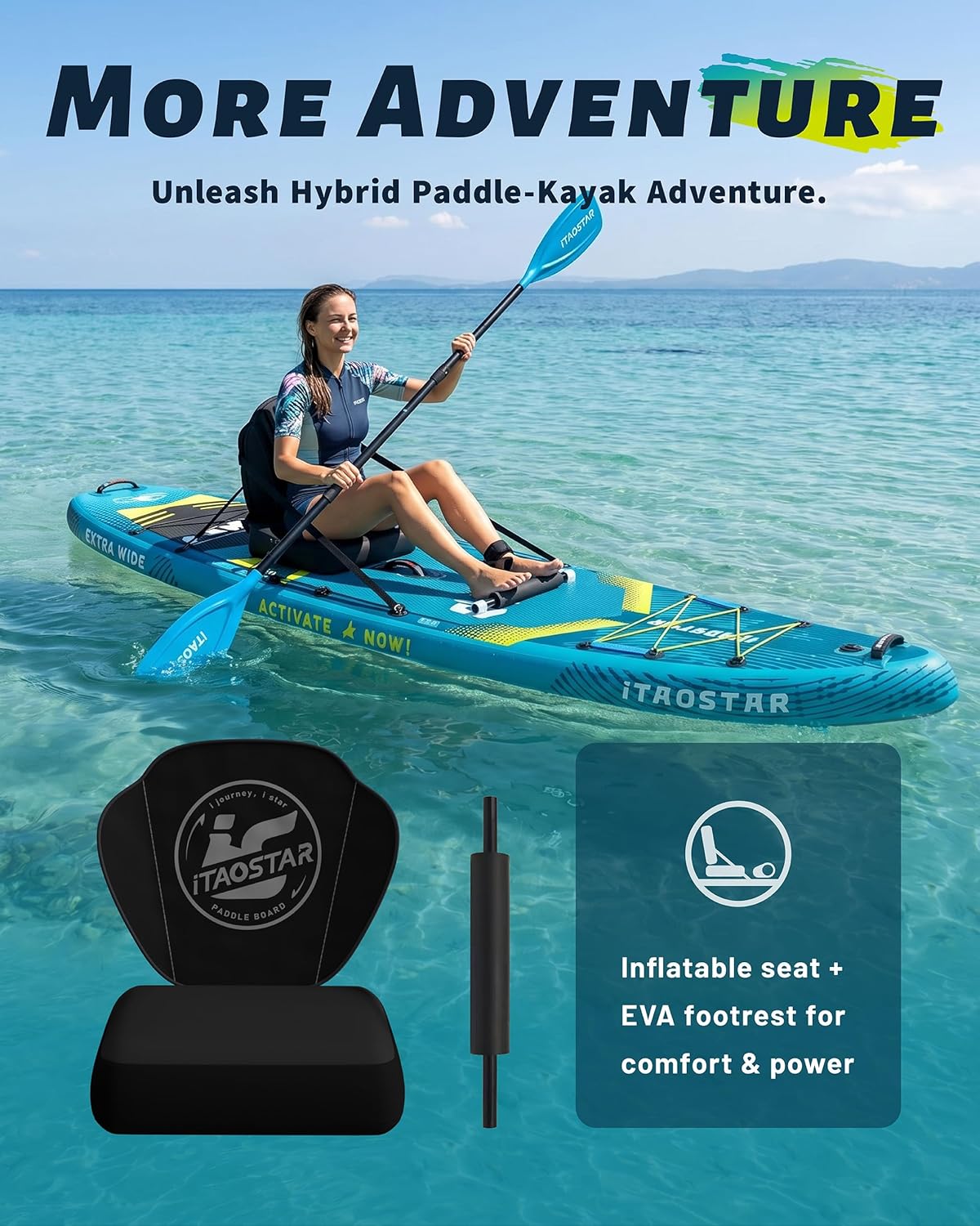 Thumbnail 3 de iTAOSTAR Lead 12' Stand Up Paddle Board (Inflatable) with 5 Fins and Conversion Kit