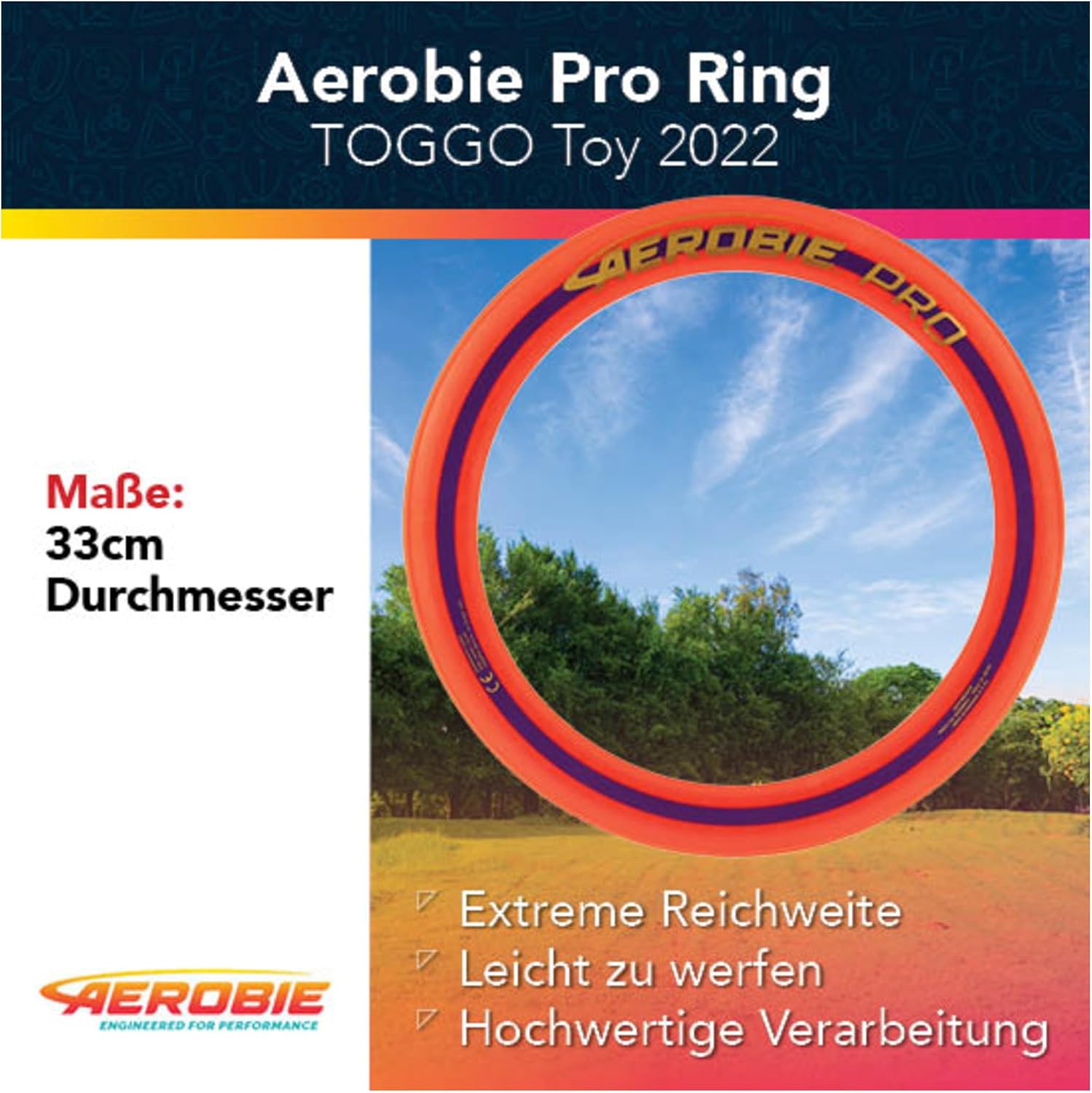 Thumbnail 2 de Aerobie Wurfring Pro, Anillo de Lanzamiento Amarillo (33cm) 🥍
