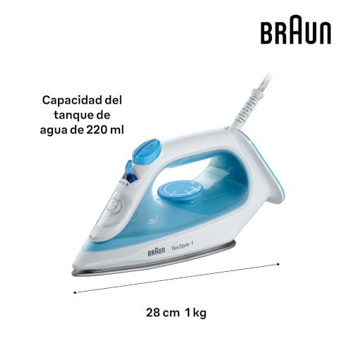 Detalle de Braun TexStyle 1 SI1029BL: plancha de vapor con suela antiadherente y calentamiento rápido