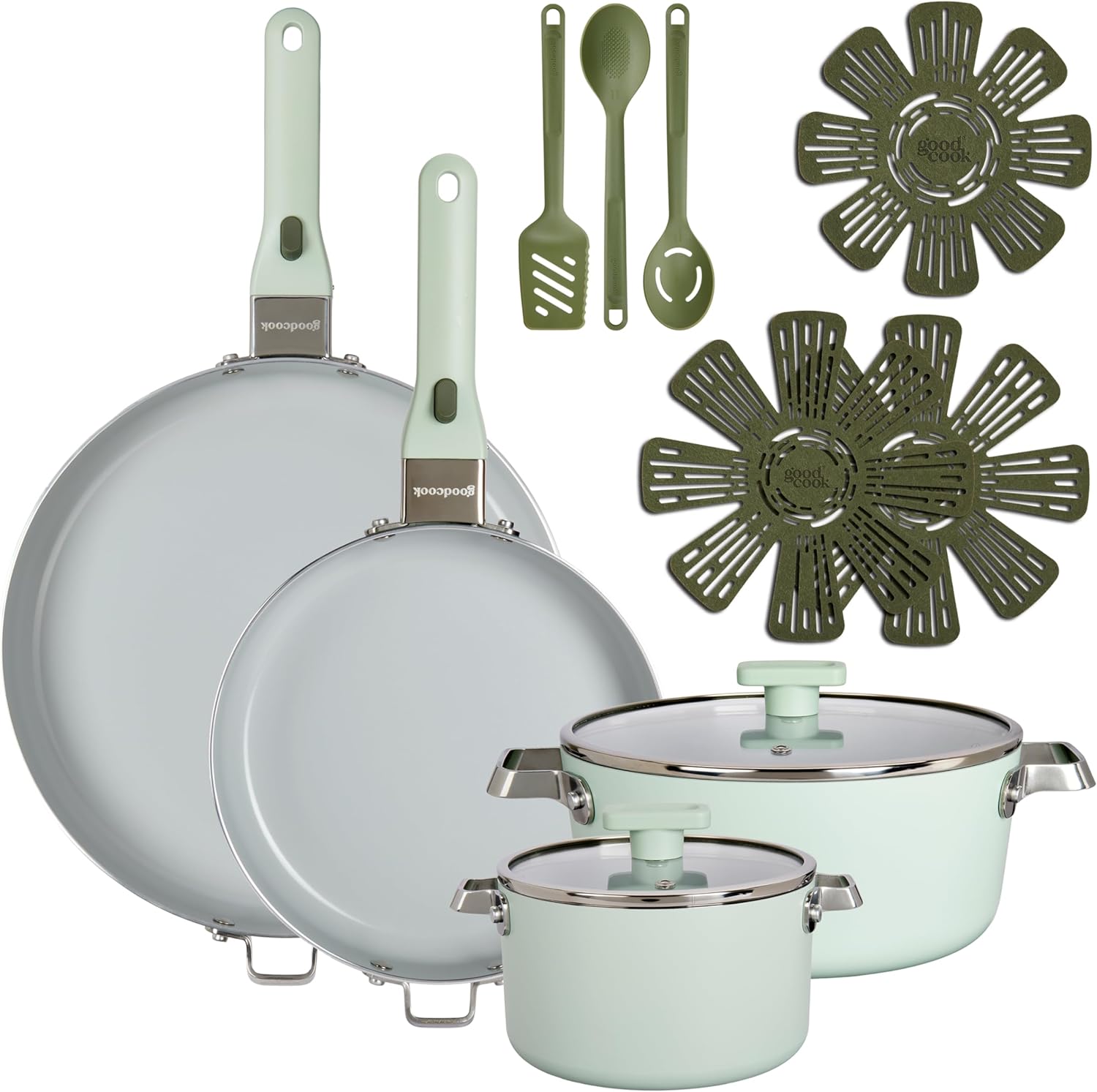 Detalle de GoodCook Ceramic Cookware 14-Piece Set