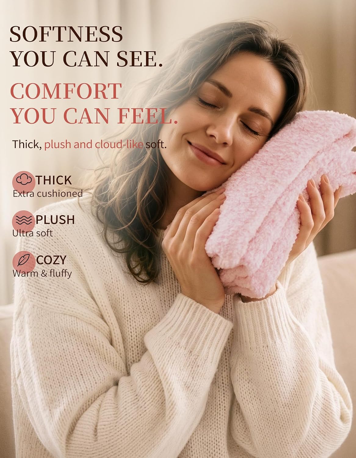 Detalle de CLOSEMATE Cloud Fuzzy Socks for Women, Plush Gift-Boxed with Ribbon