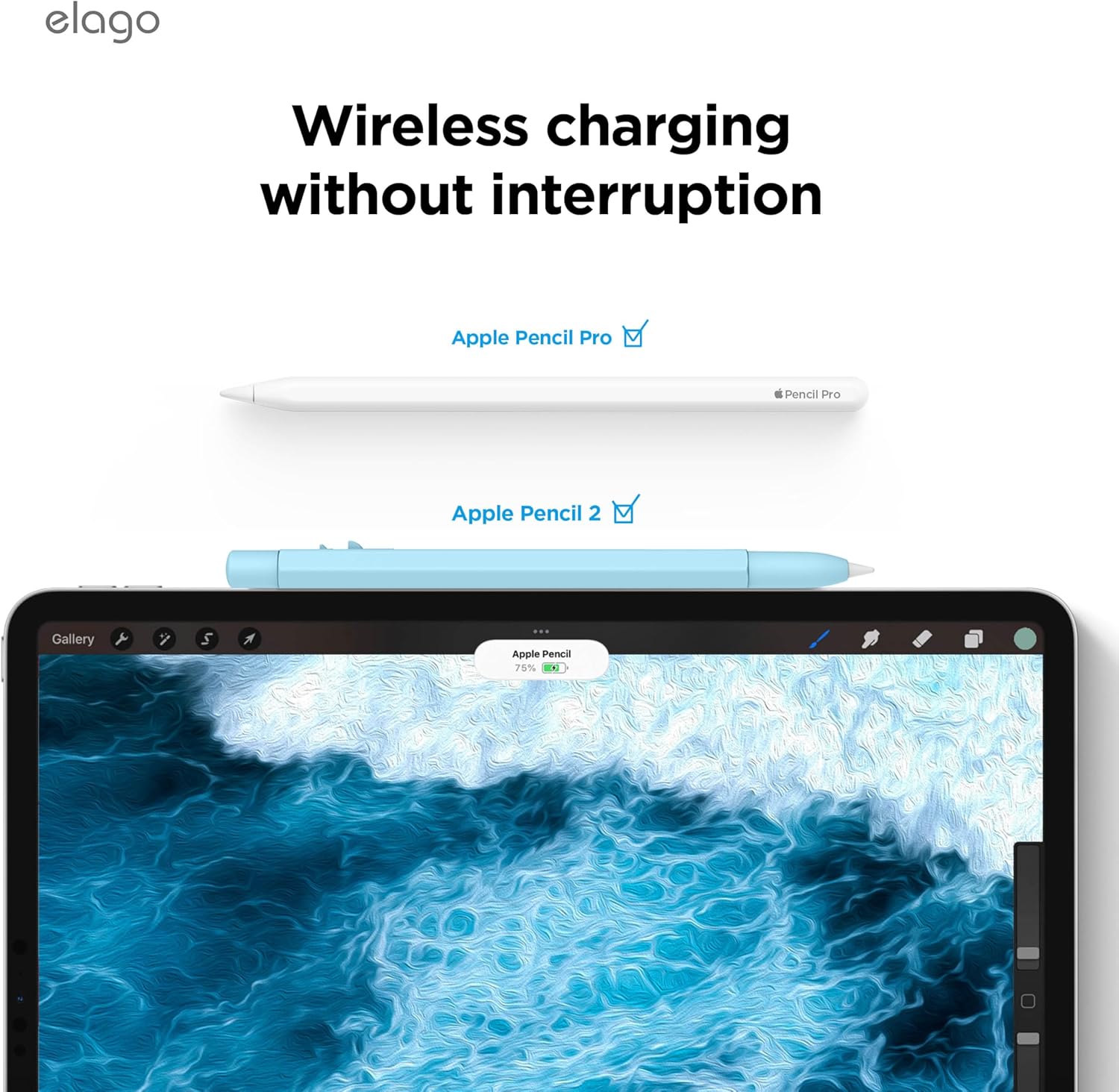 Thumbnail 4 de elago x MONAMI Coque pour Apple Pencil 2e génération, silicone bleu ciel ✏️