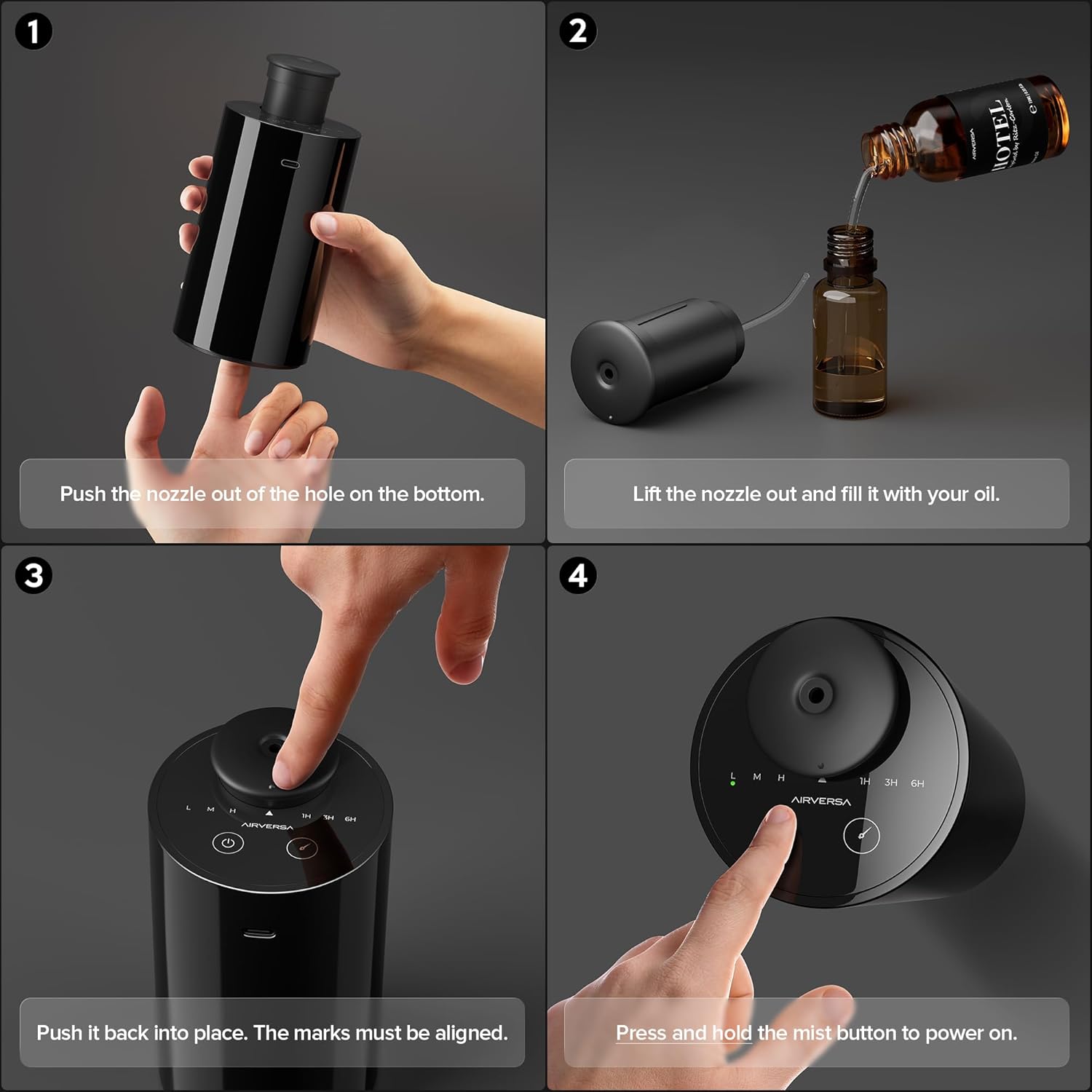 Detalle de Airless oil diffuser 20 mL, AN6 Black