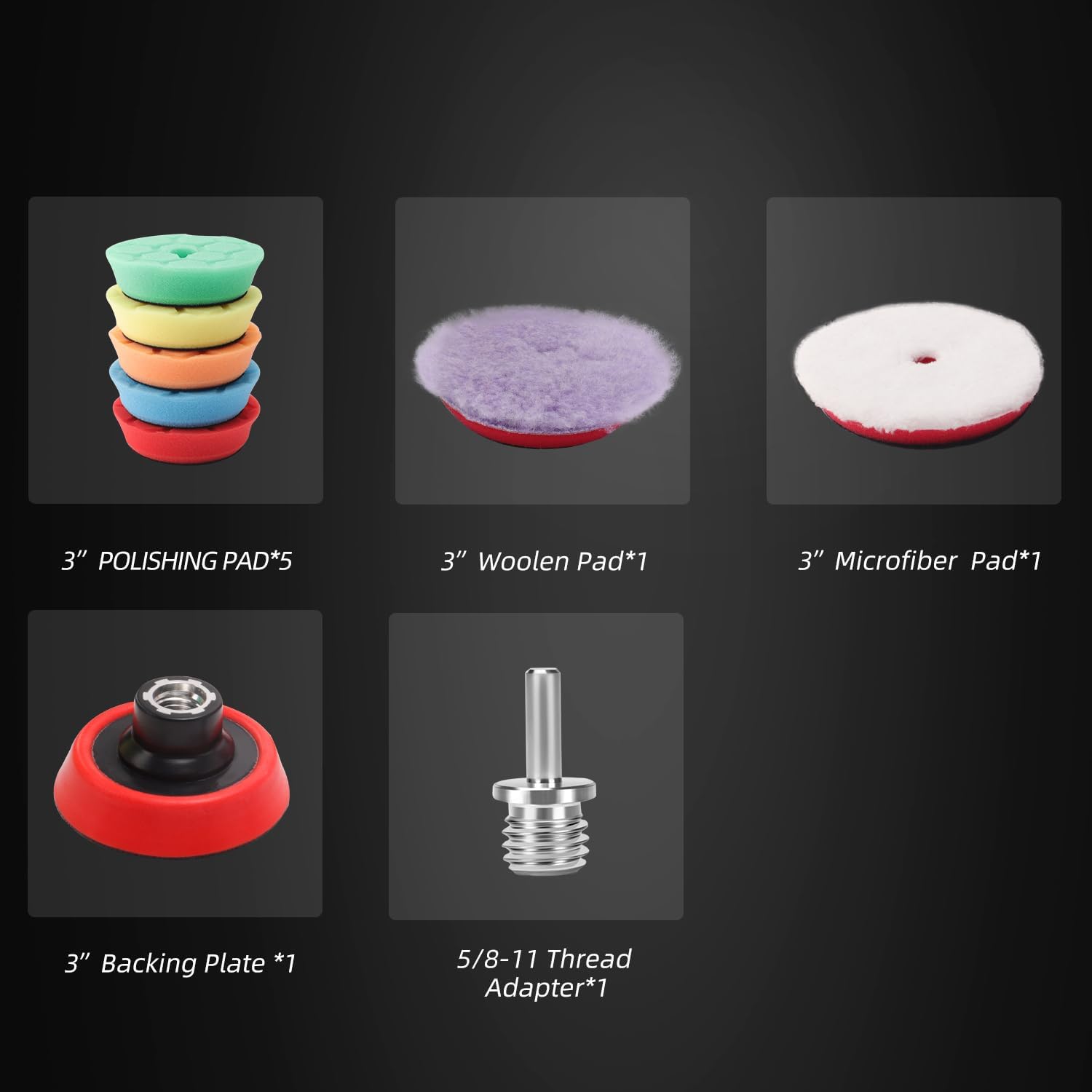Detalle de SPTA Tampone di lucidatura 9Pcs 80 mm con adattatore M14: kit professionale per lucidatura e modellatura vernici