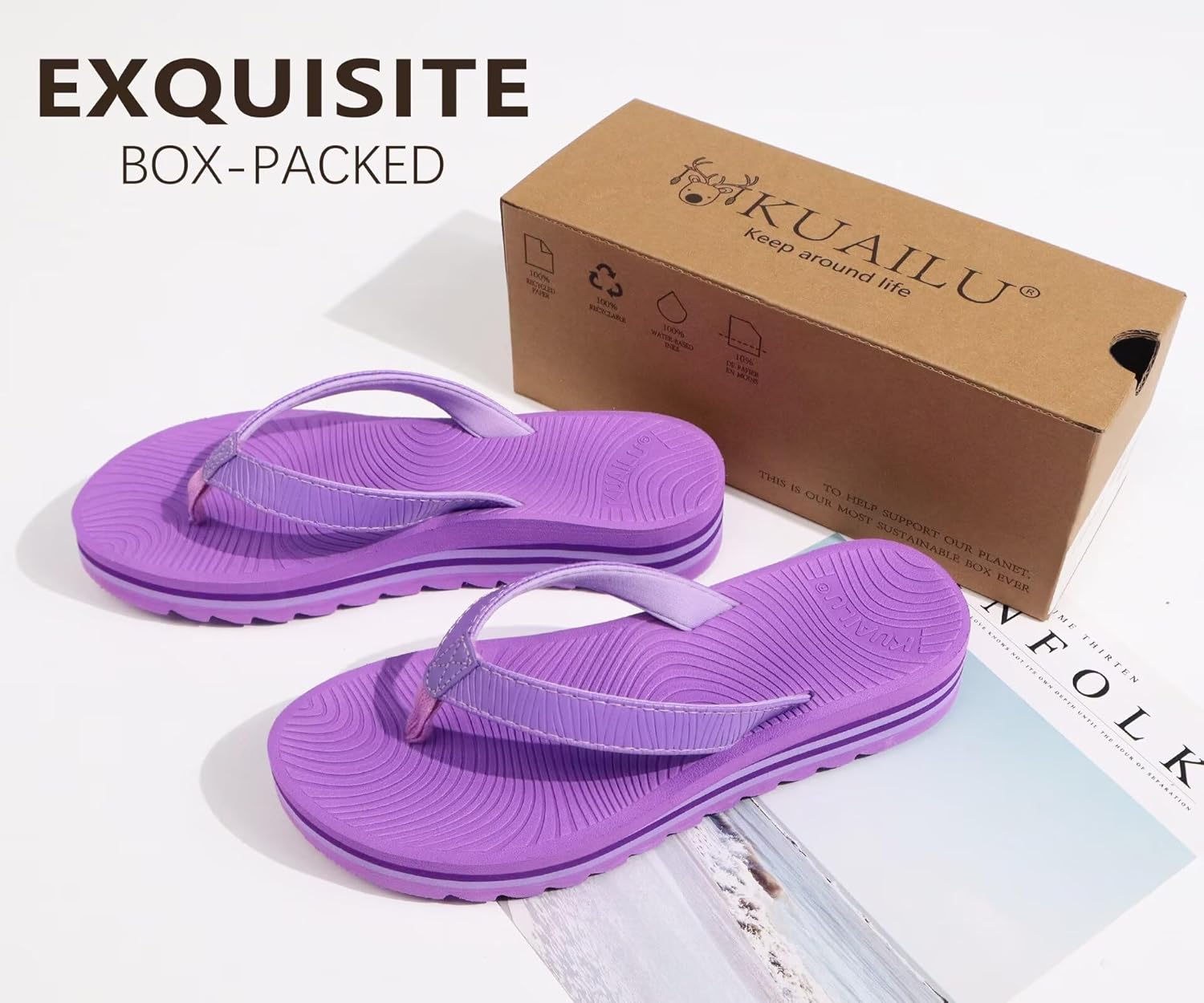 Thumbnail 1 de KuaiLu Damen Flip Flops Komfort Yoga Matte Plattform – Leichtes Strand- und Alltagserlebnis