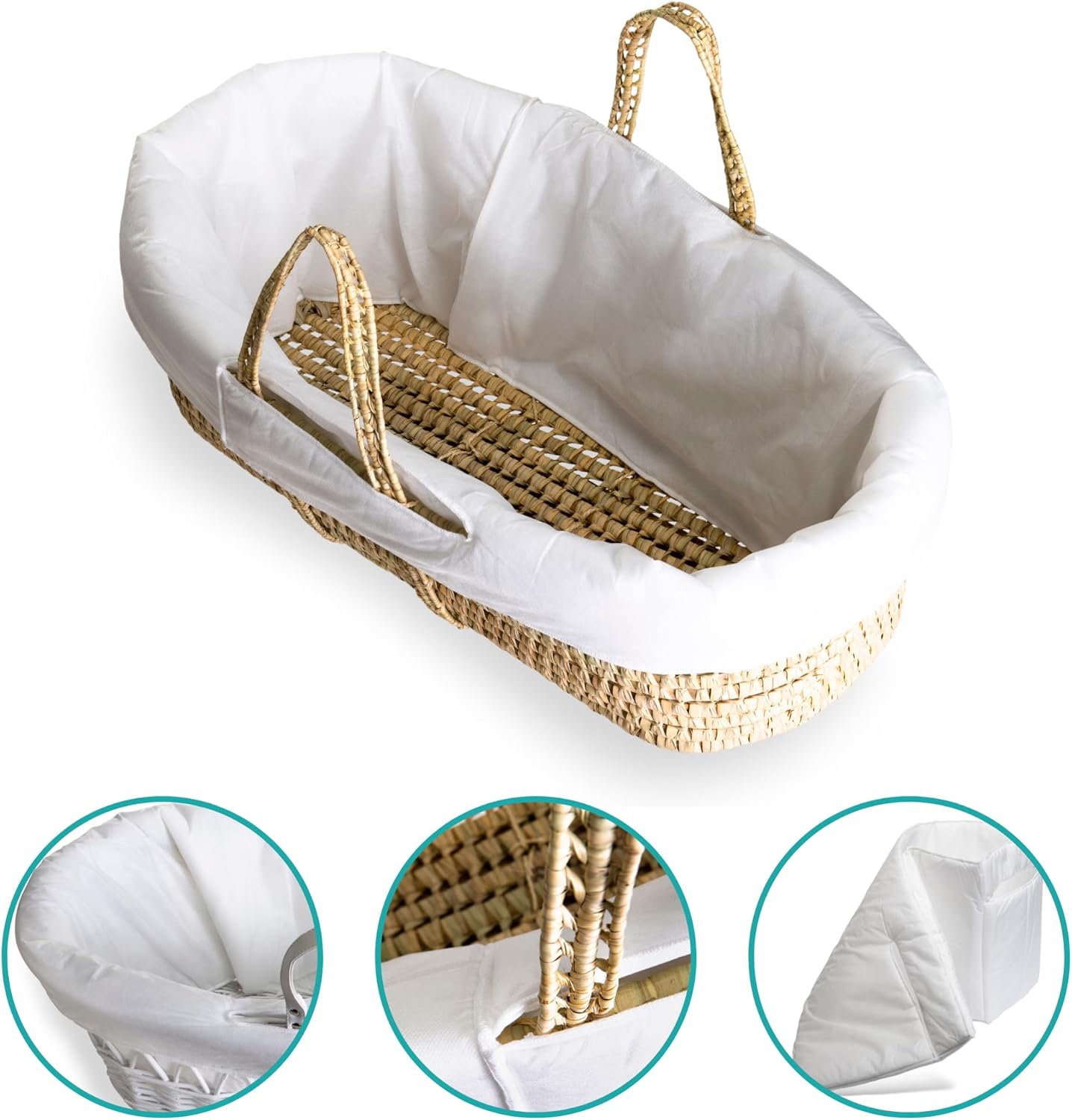 Detalle de Clair de Lune Quilted Liner for Moses Baskets (White)