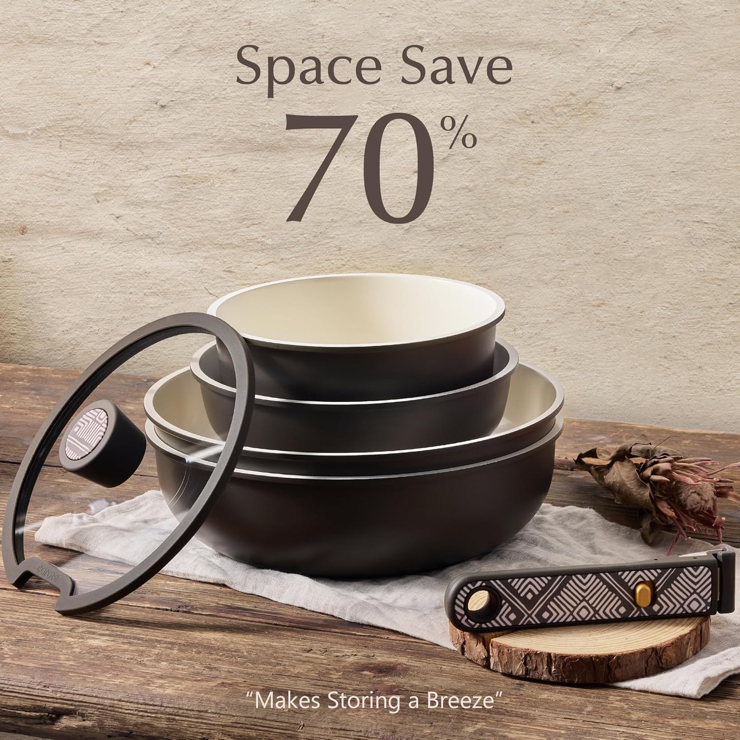 Thumbnail 3 de CAROTE 21-Piece Ceramic Cookware Set: Nonstick, Detachable Handle, Induction Ready