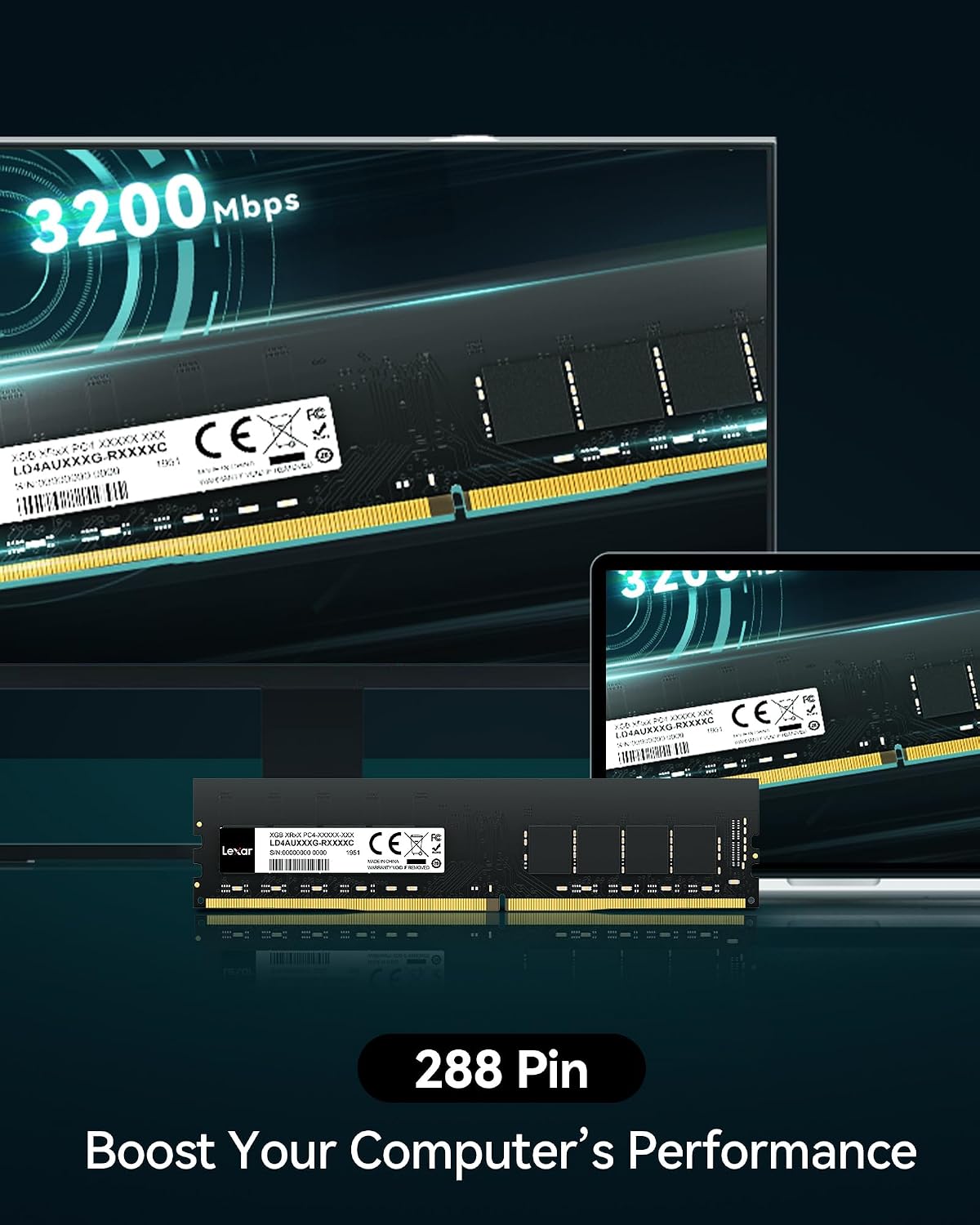 Thumbnail 2 de Lexar LD4AU016G-B3200ASST – pamięć RAM DDR4 UDIMM 16 GB 3200 MHz