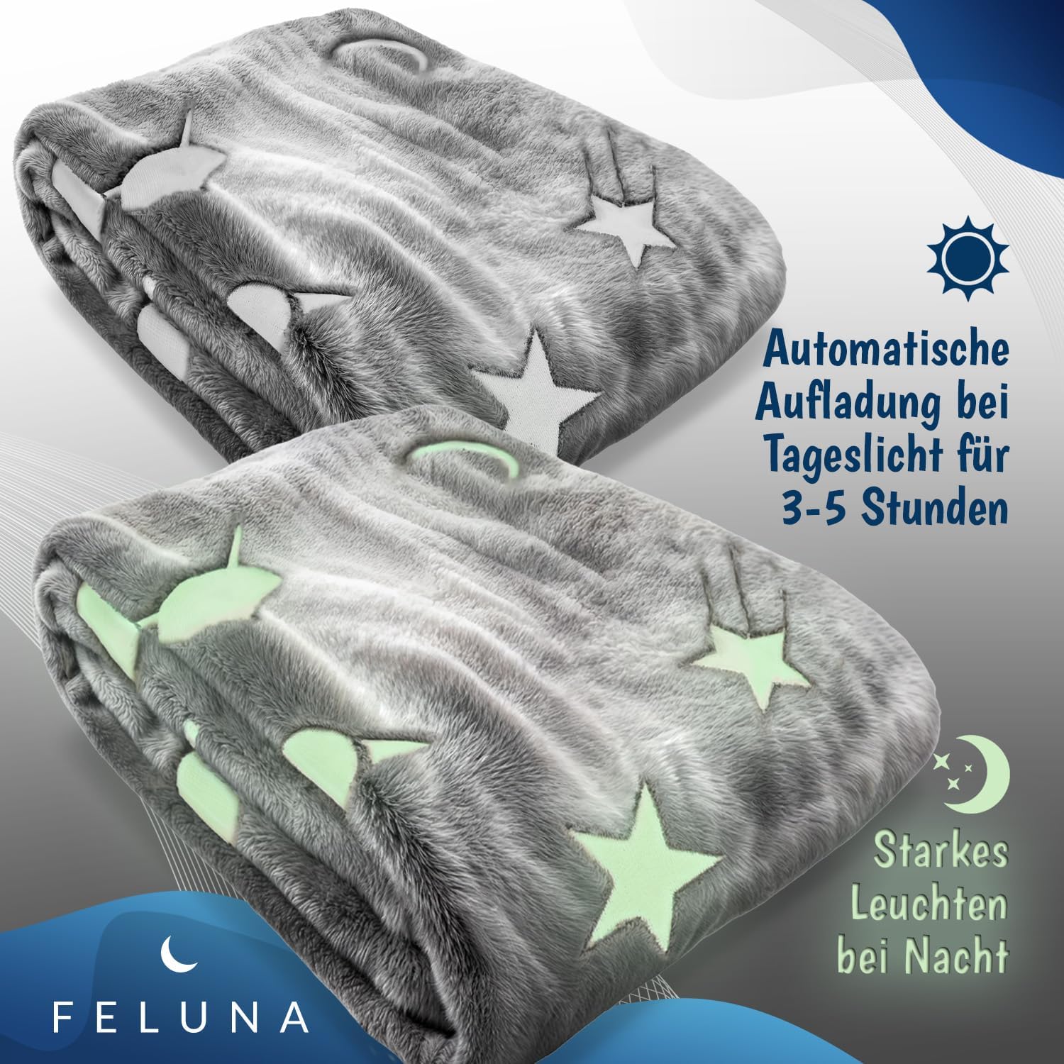 Detalle de Feluna Glow-in-the-Dark Plush Blanket for Kids & Adults, Coral Fleece