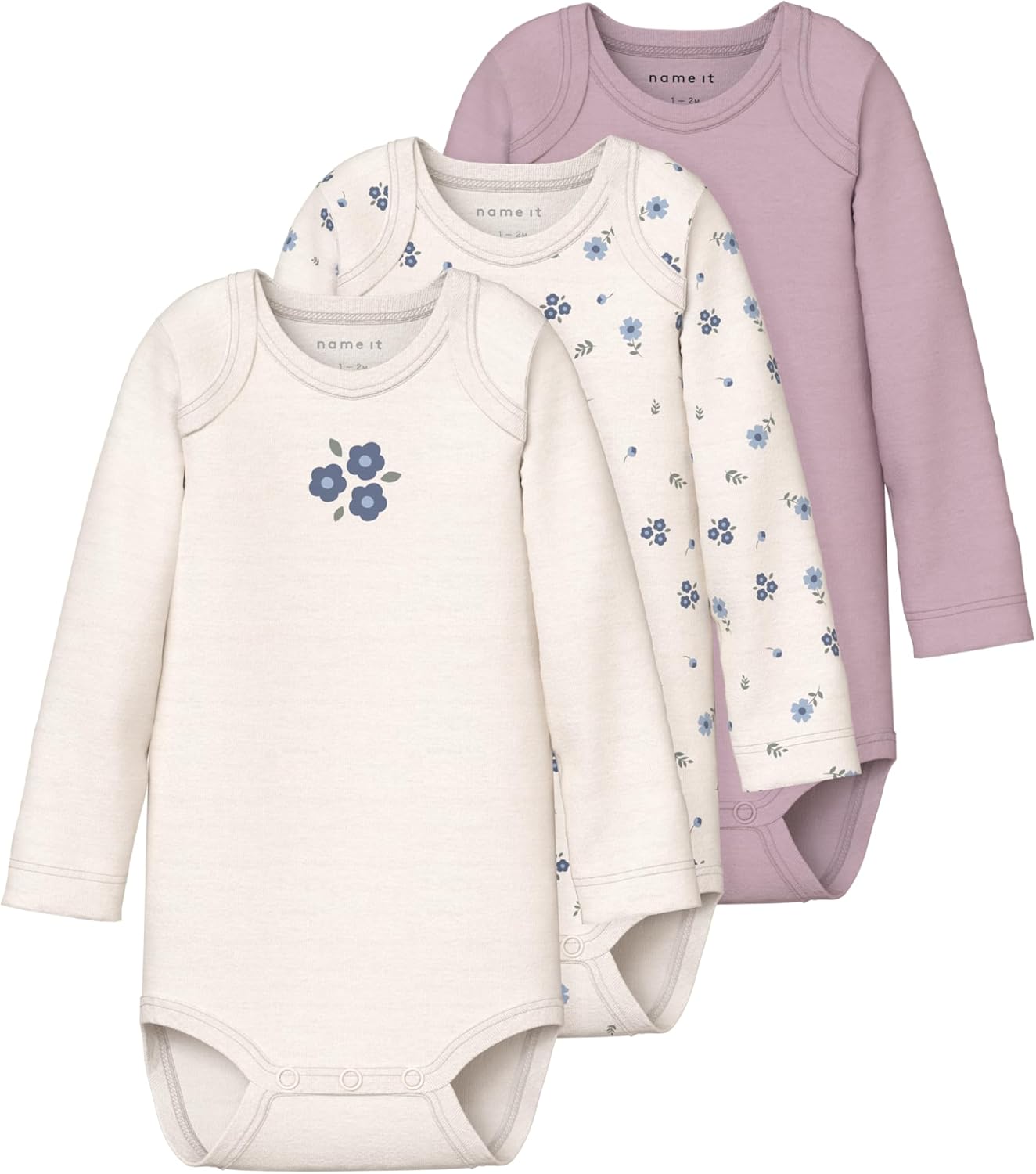 Detalle de NAME IT Nbfbody 3P Ls Jet Stream Flower Noos (Lot de 3) Femme