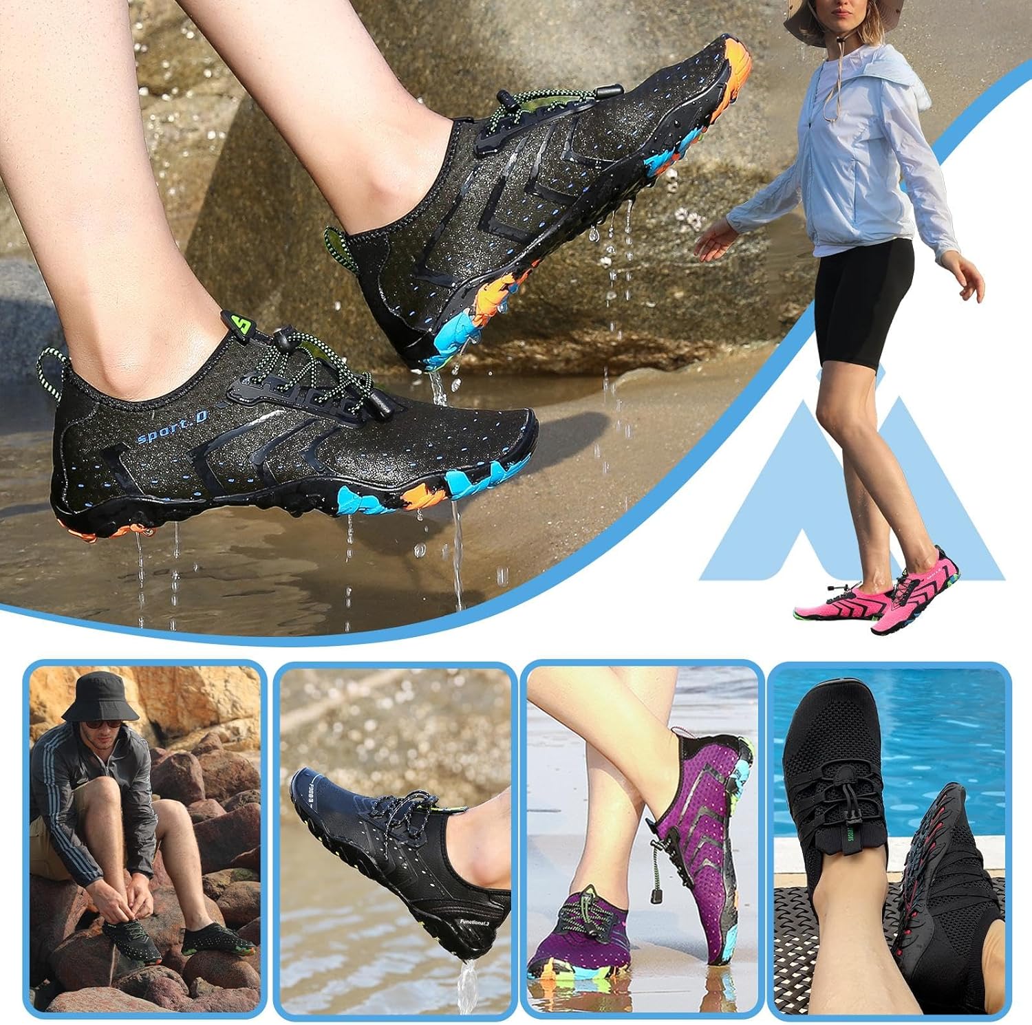 Thumbnail 1 de Mishansha Water Shoes for Women & Men: Quick-Dry Barefoot-Feel Aqua Shoes