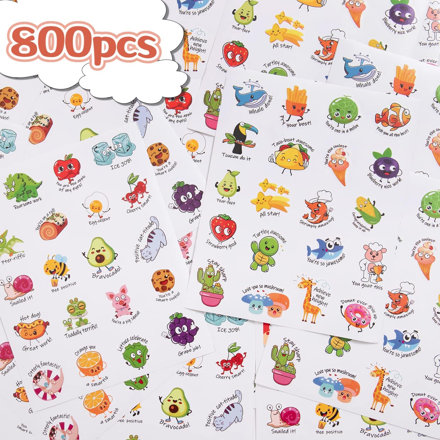 Detalle de Wakawaga wakawaga-1 Motivational Classroom Stickers, 800-Piece Vinyl Set