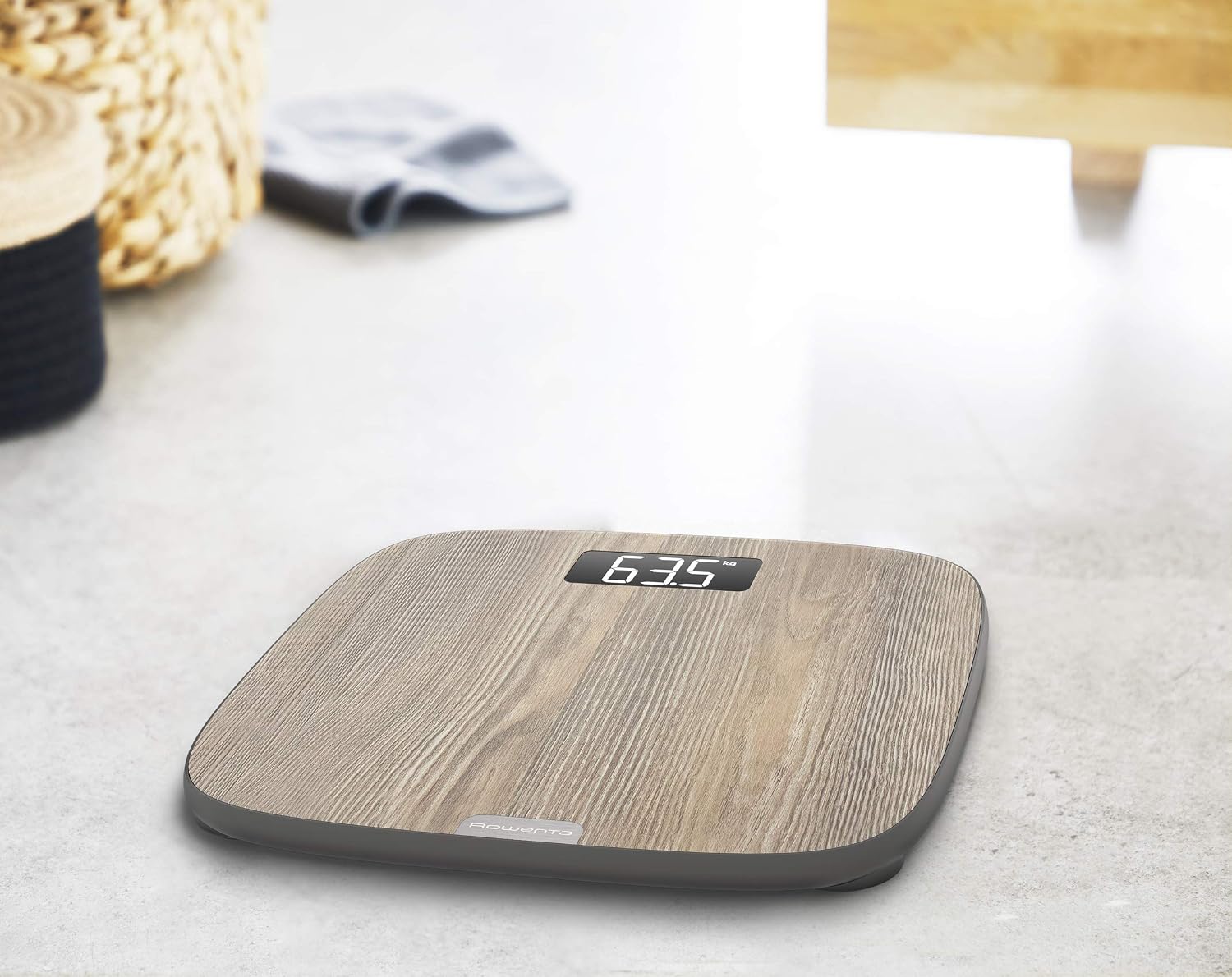 Detalle 2 de Rowenta BS1600 Origin bilancia pesapersone digitale ultra sottile effetto legno fino a 160 kg