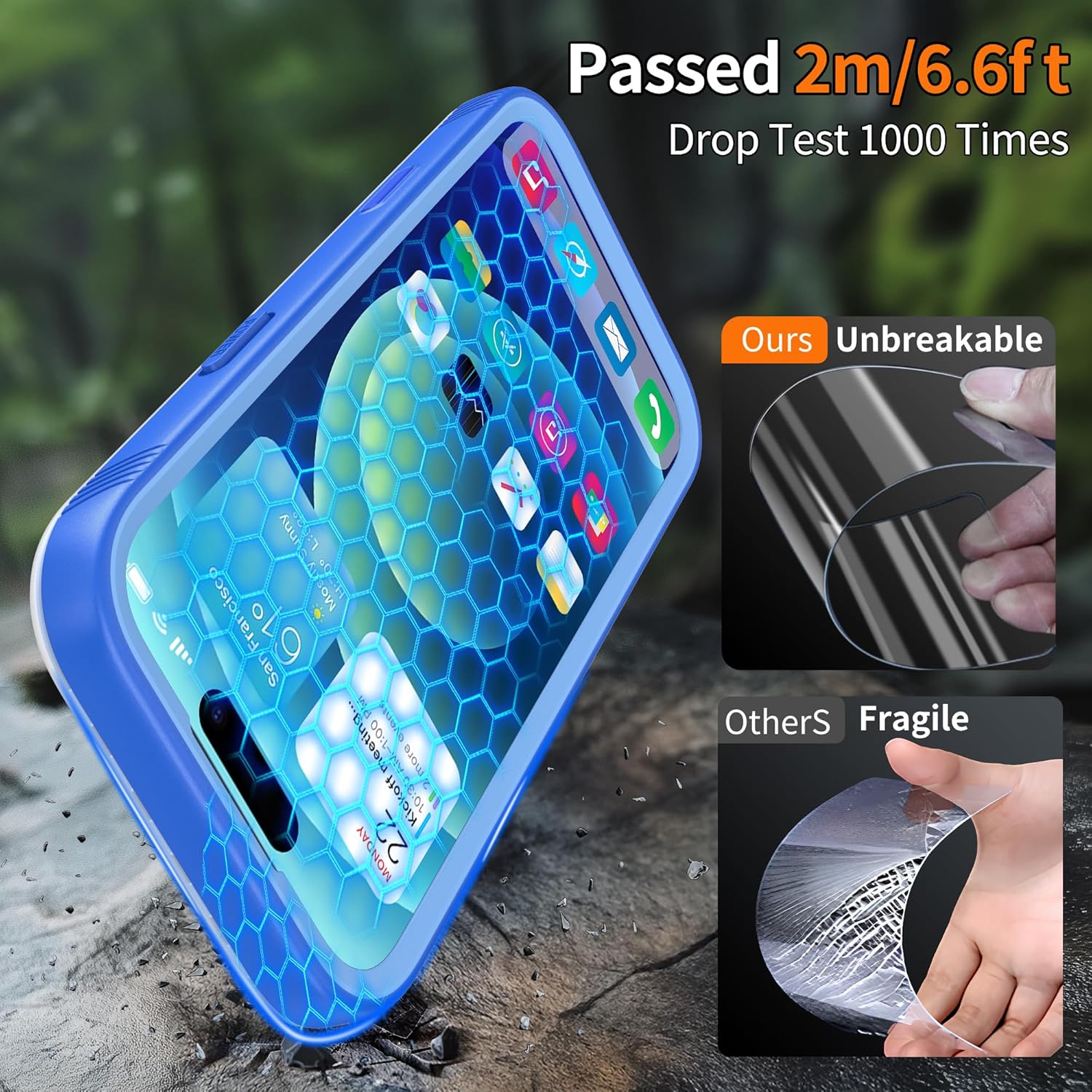 Detalle de Cozycase TOP Protective Blue Full Case for iPhone 17 – Slim, Rugged & Waterproof