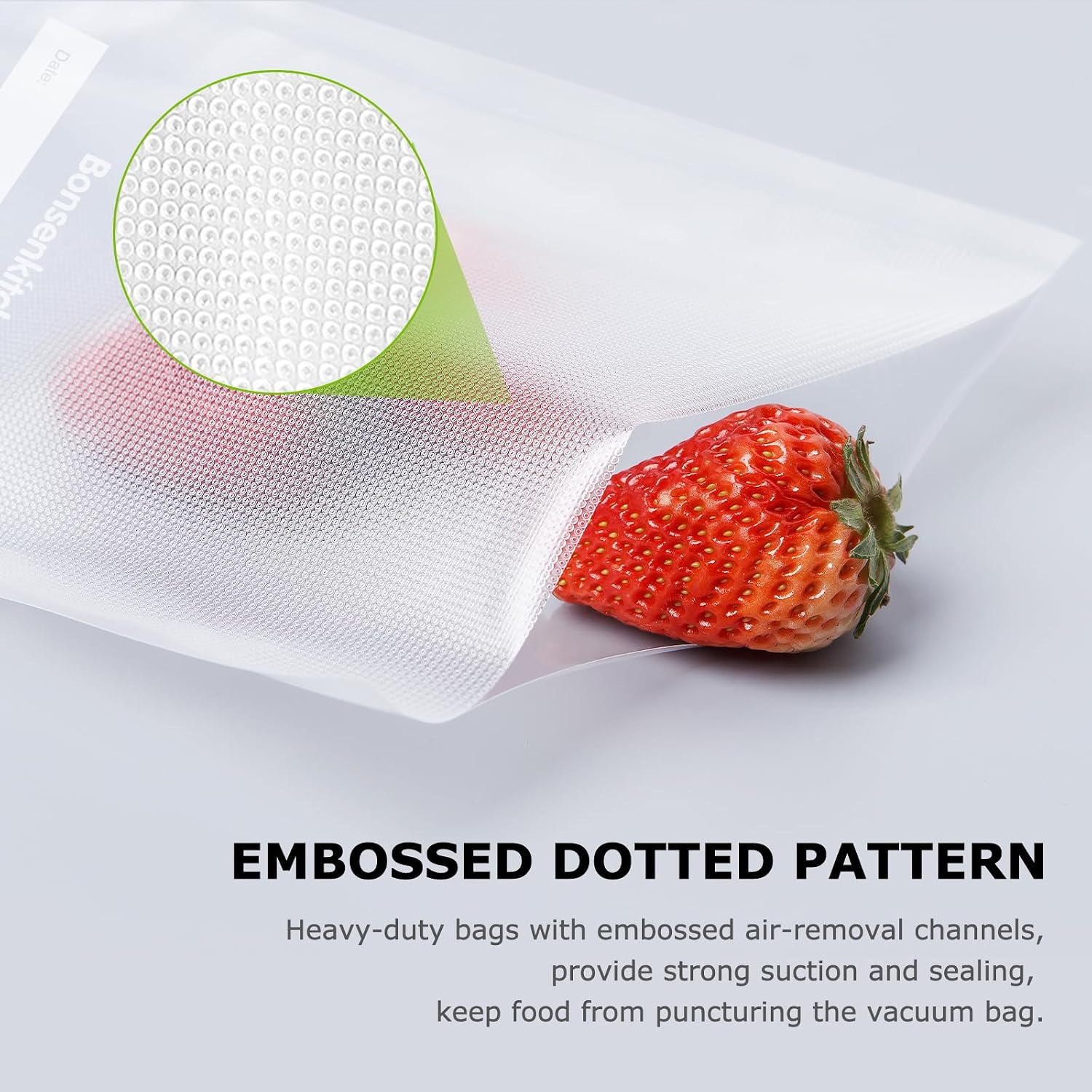 Detalle 1 de Bonsenkitchen VB3208 Vacuum Sealer Bags, 8" x 12", 200 Count, BPA-Free