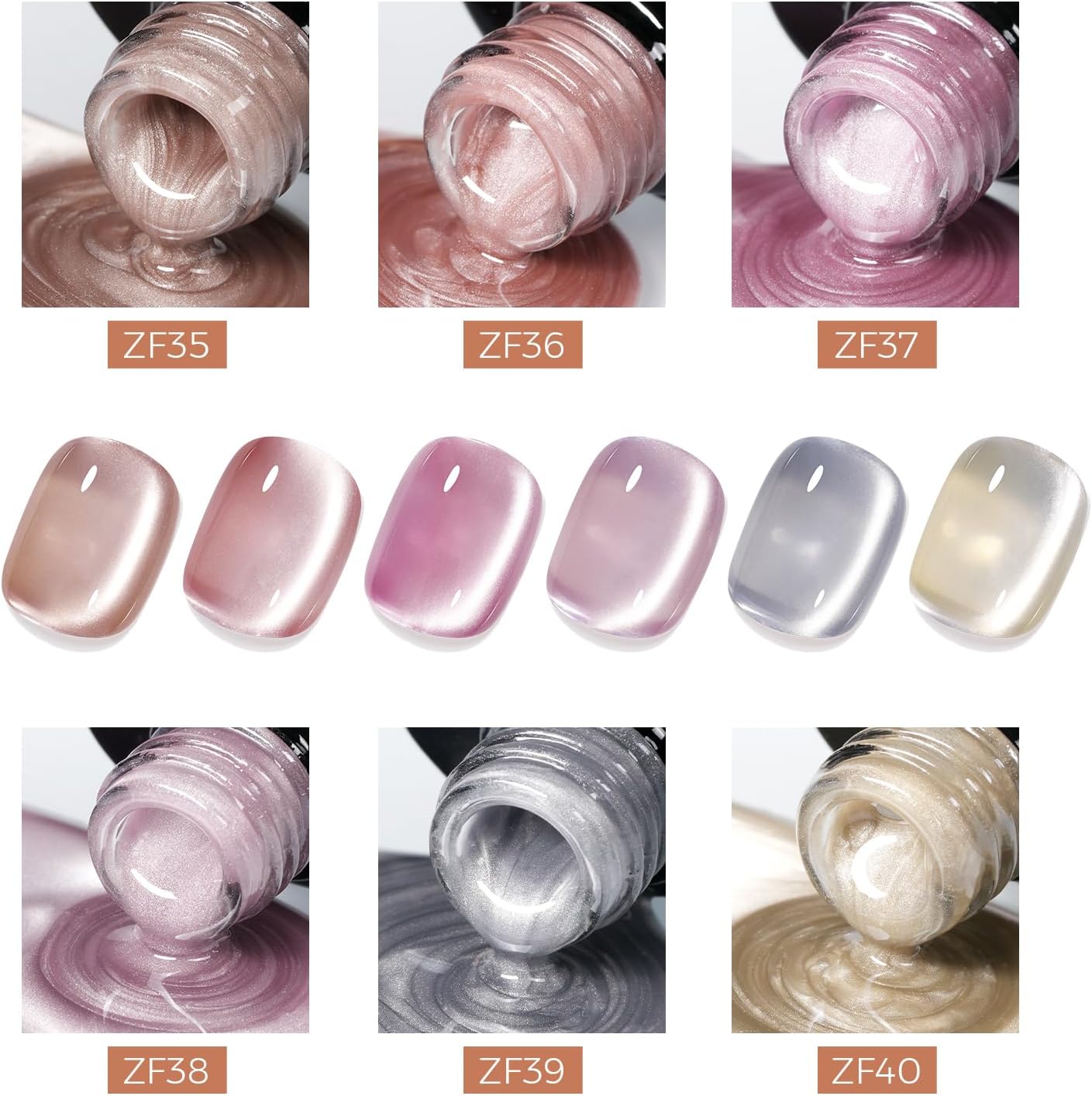 Detalle 2 de TOMICCA Cat Eye Gel Nail Polish – Kit 6 couleurs scintillantes en vernis semi-permanent magnétique (8 ml)