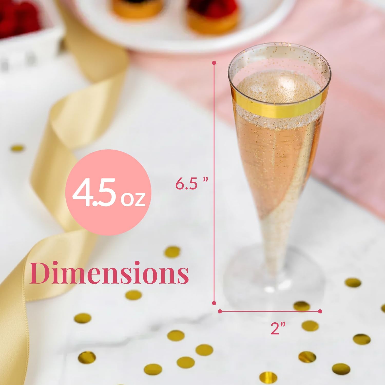 Detalle de Prestee Disposable Champagne Flutes, 4.5 oz