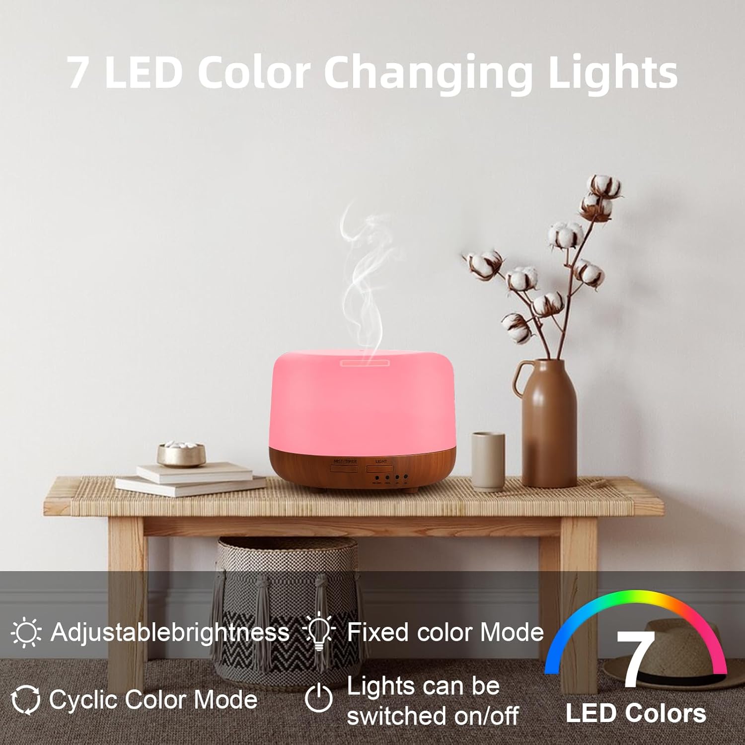 Thumbnail 6 de Trace 300ML Essential Oil Diffuser with Remote Control, Timer & 7 LED Lights