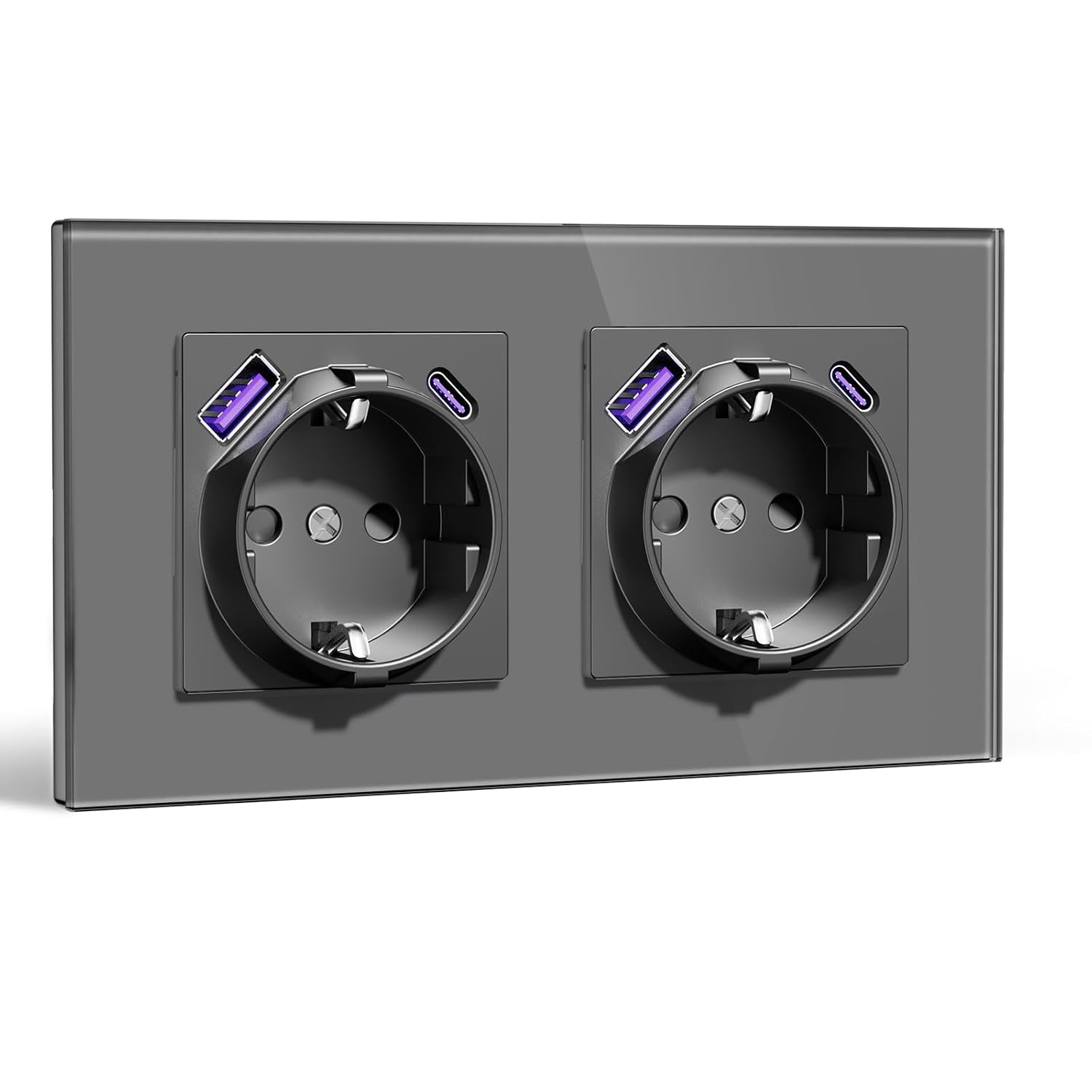 BSEEDLIFE Enchufe doble empotrable 16A 20W USB