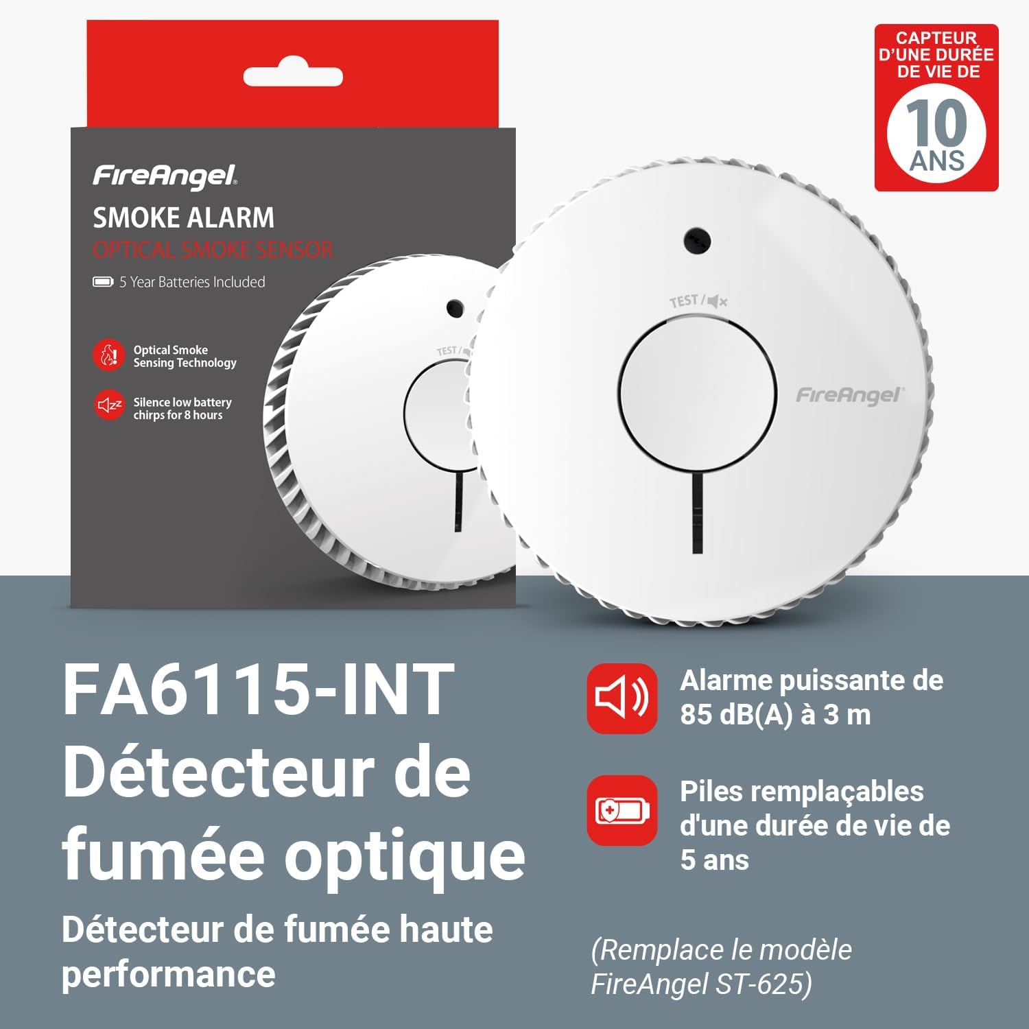 Thumbnail 1 de FireAngel FA6115-INT Détecteur de fumée 10 ans