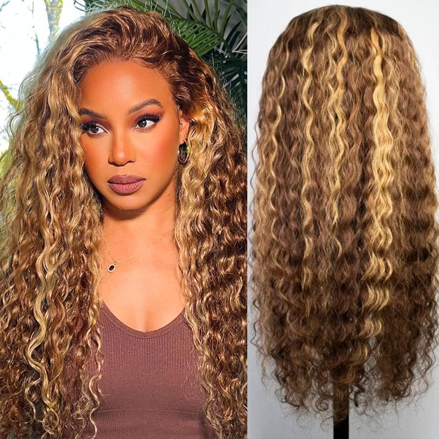 Detalle de Chesma 28inch Highlight Ombre Lace Front Wig 180 Density