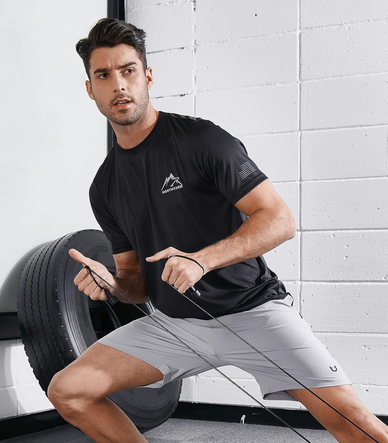 Detalle de NORTHYARD Men's UPF 50+ Sun Protection Short Sleeve Rash Guard